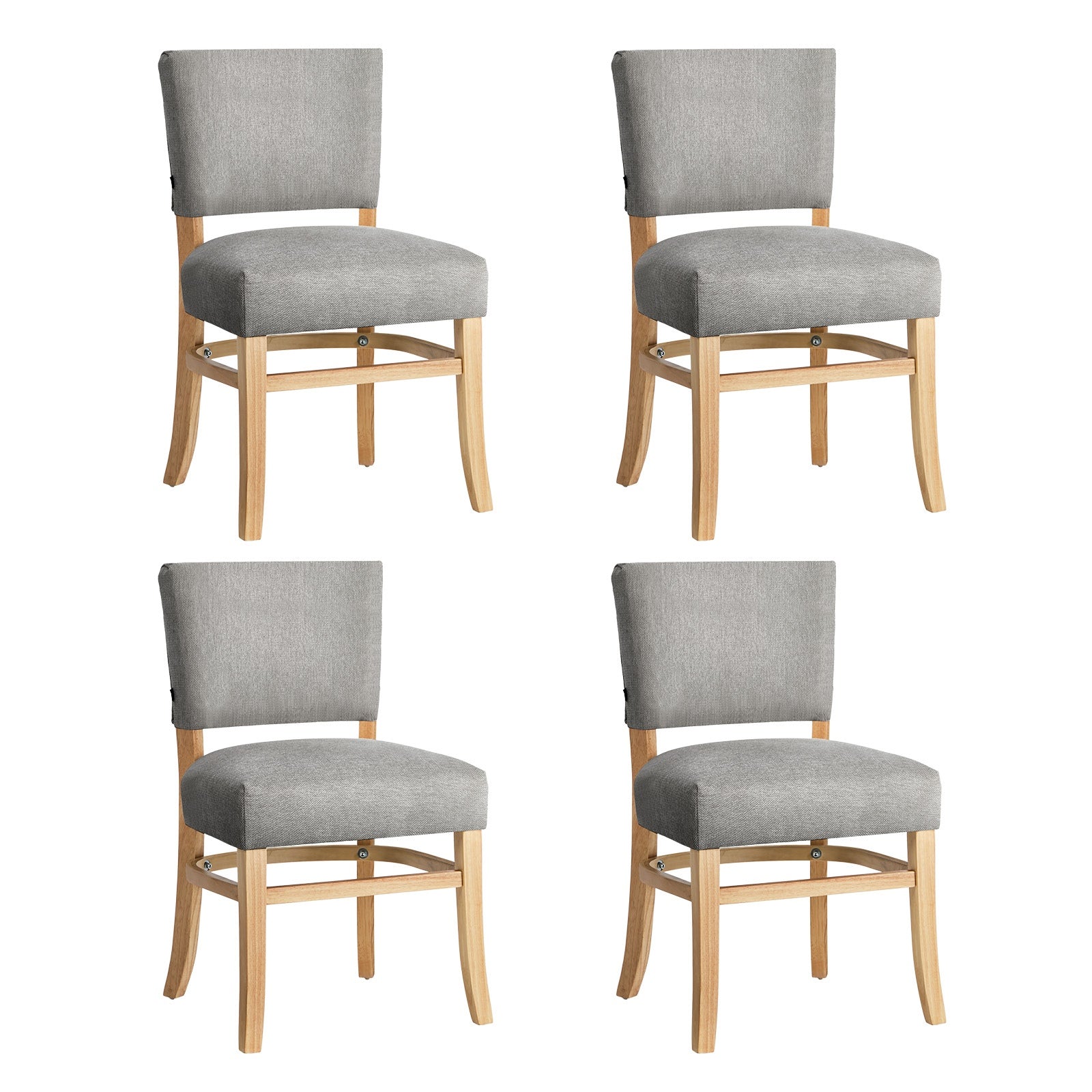 Oikiture 4x Dining Chairs Wooden Kitchen Seat Rubberwood Frame Accent Chair Grey
