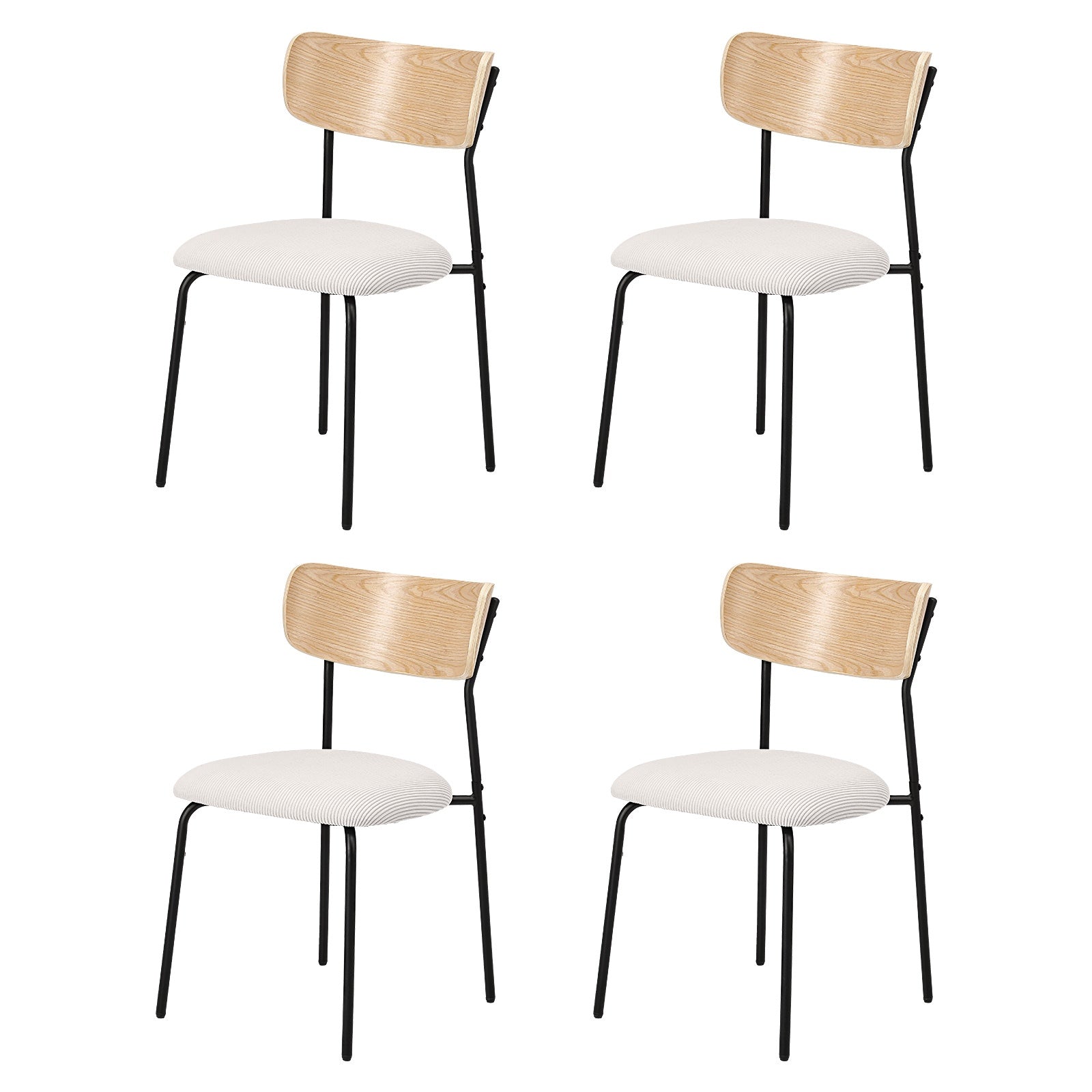 Oikiture Dining Chairs Kitchen Chair Padded Lounge Seat Corduroy Beige - Sunyee