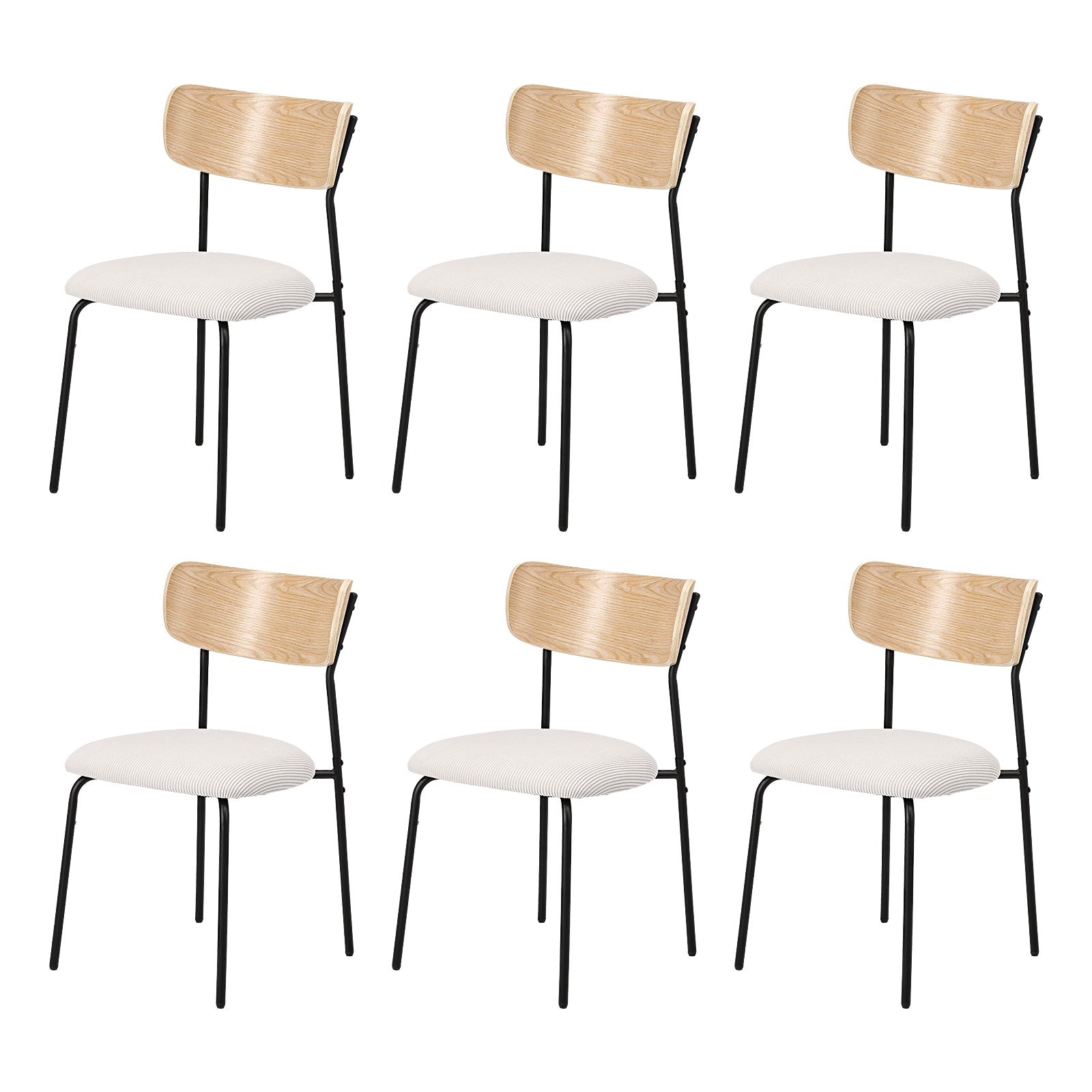 Oikiture Dining Chairs Kitchen Chair Padded Lounge Seat Corduroy Beige - Sunyee