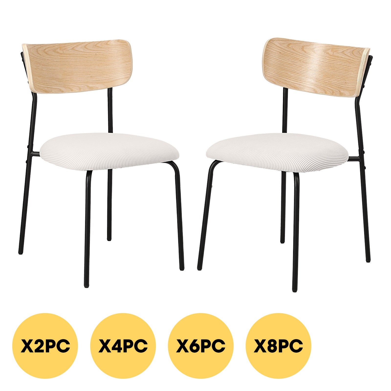 Oikiture Dining Chairs Kitchen Chair Padded Lounge Seat Corduroy Beige - Sunyee