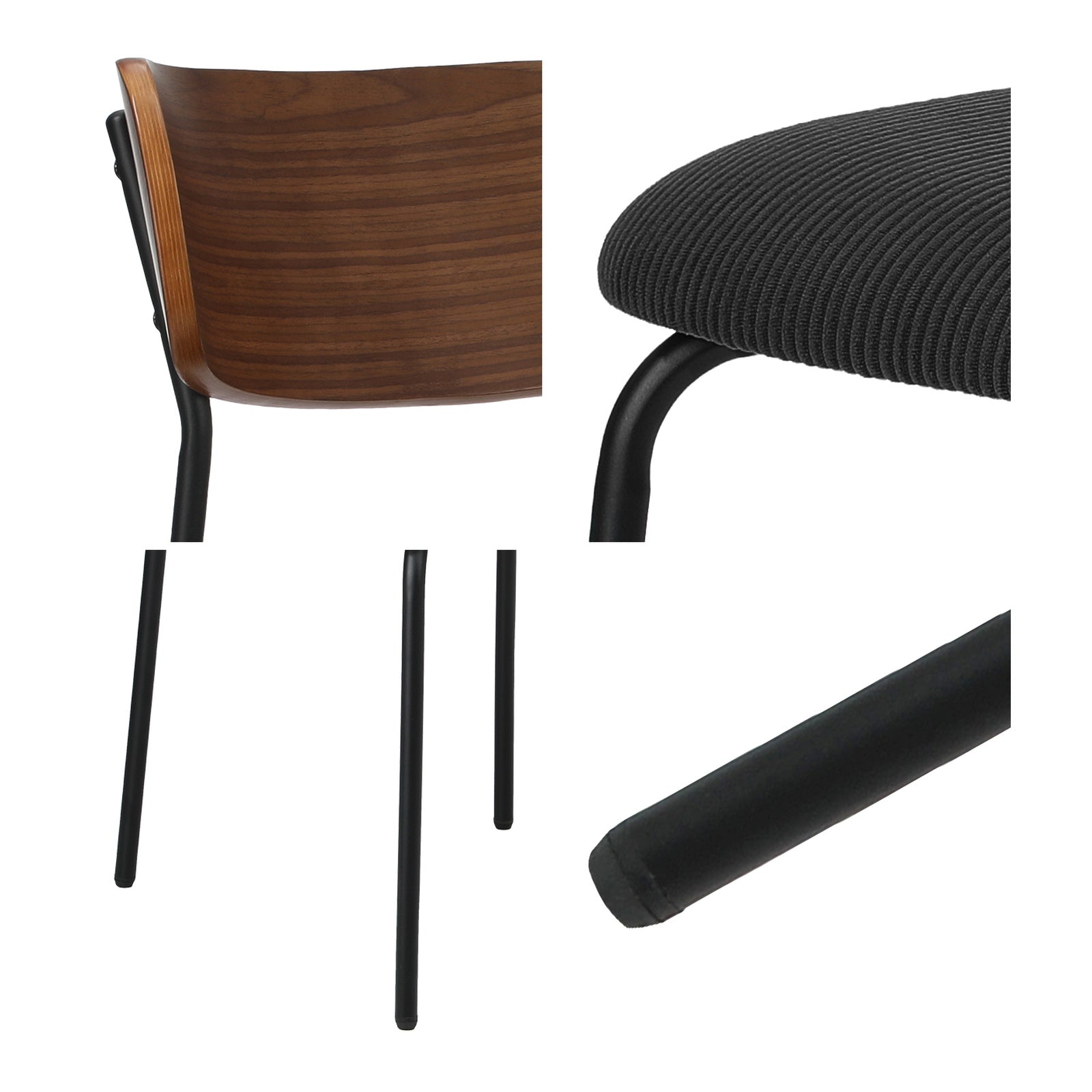 Oikiture 2PCS Dining Chairs Kitchen Chair Padded Lounge Seat Corduroy Black - Sunyee