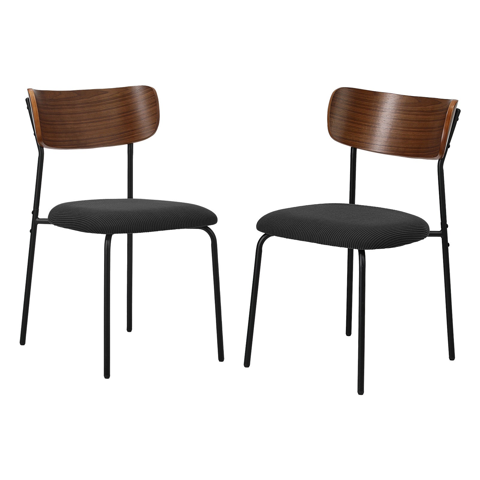 Oikiture 2PCS Dining Chairs Kitchen Chair Padded Lounge Seat Corduroy Black - Sunyee
