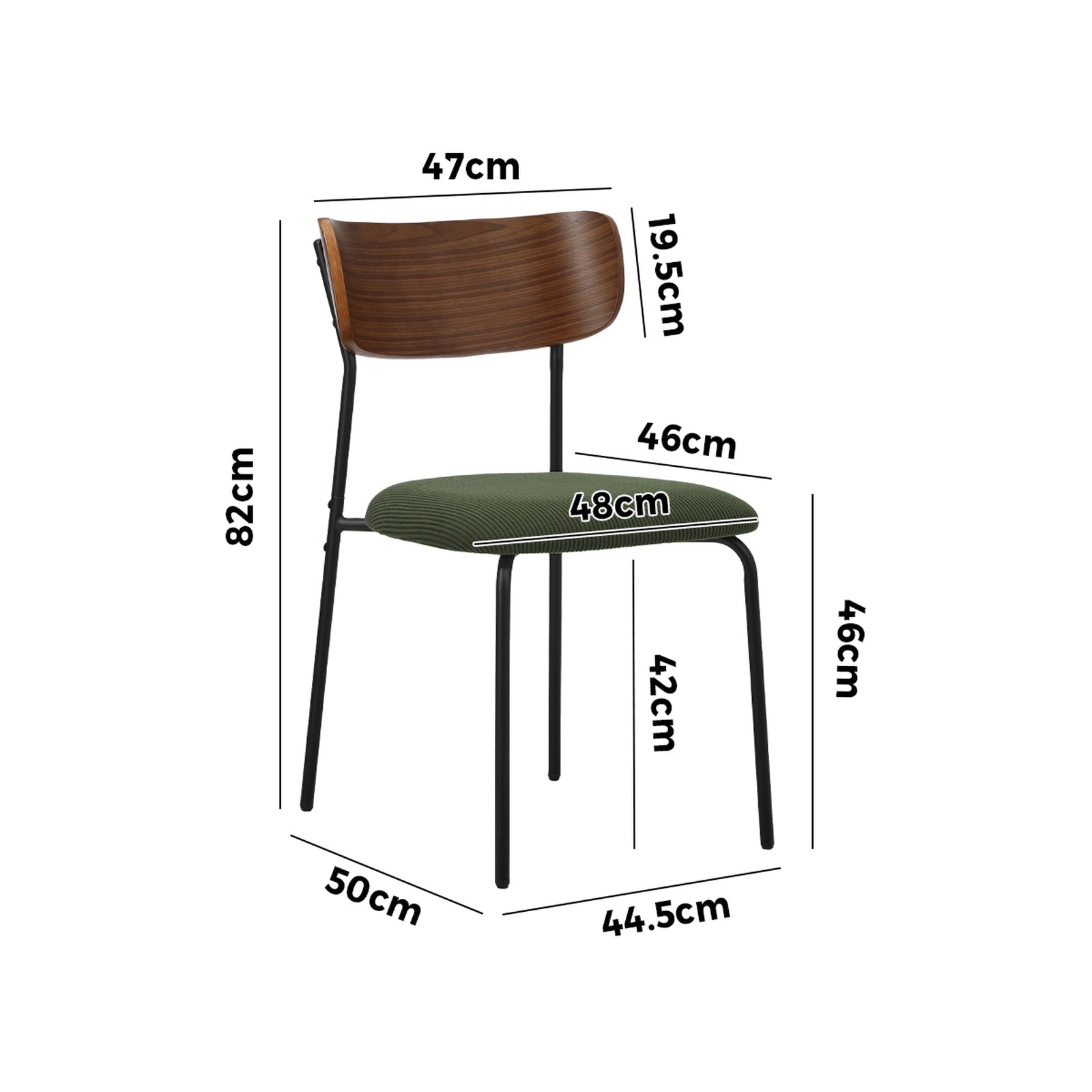 Oikiture 2PCS Dining Chairs Kitchen Chair Padded Lounge Seat Sherpa Green
