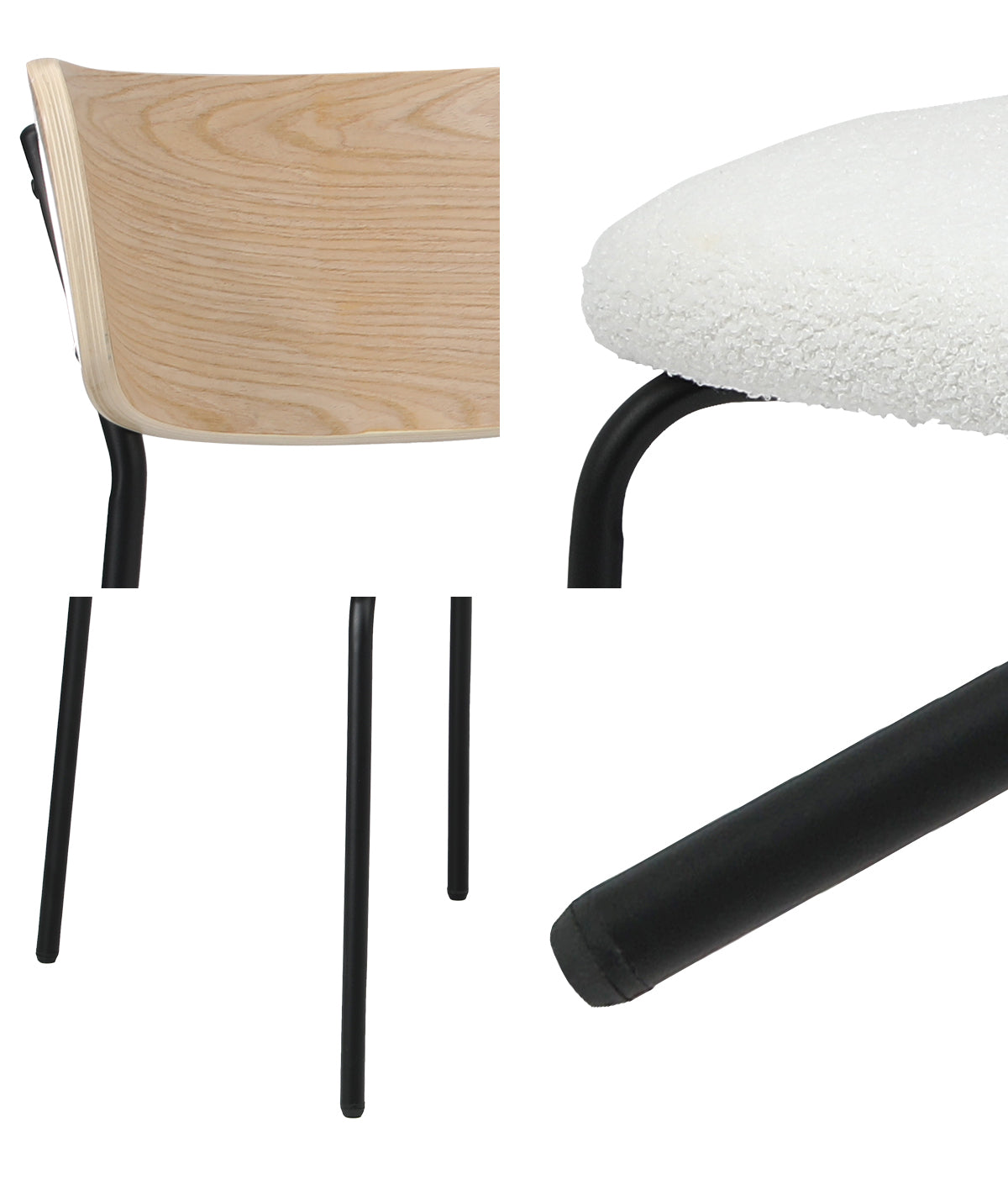 Oikiture 2PCS Dining Chairs Kitchen Chair Padded Lounge Seat Sherpa White - Sunyee