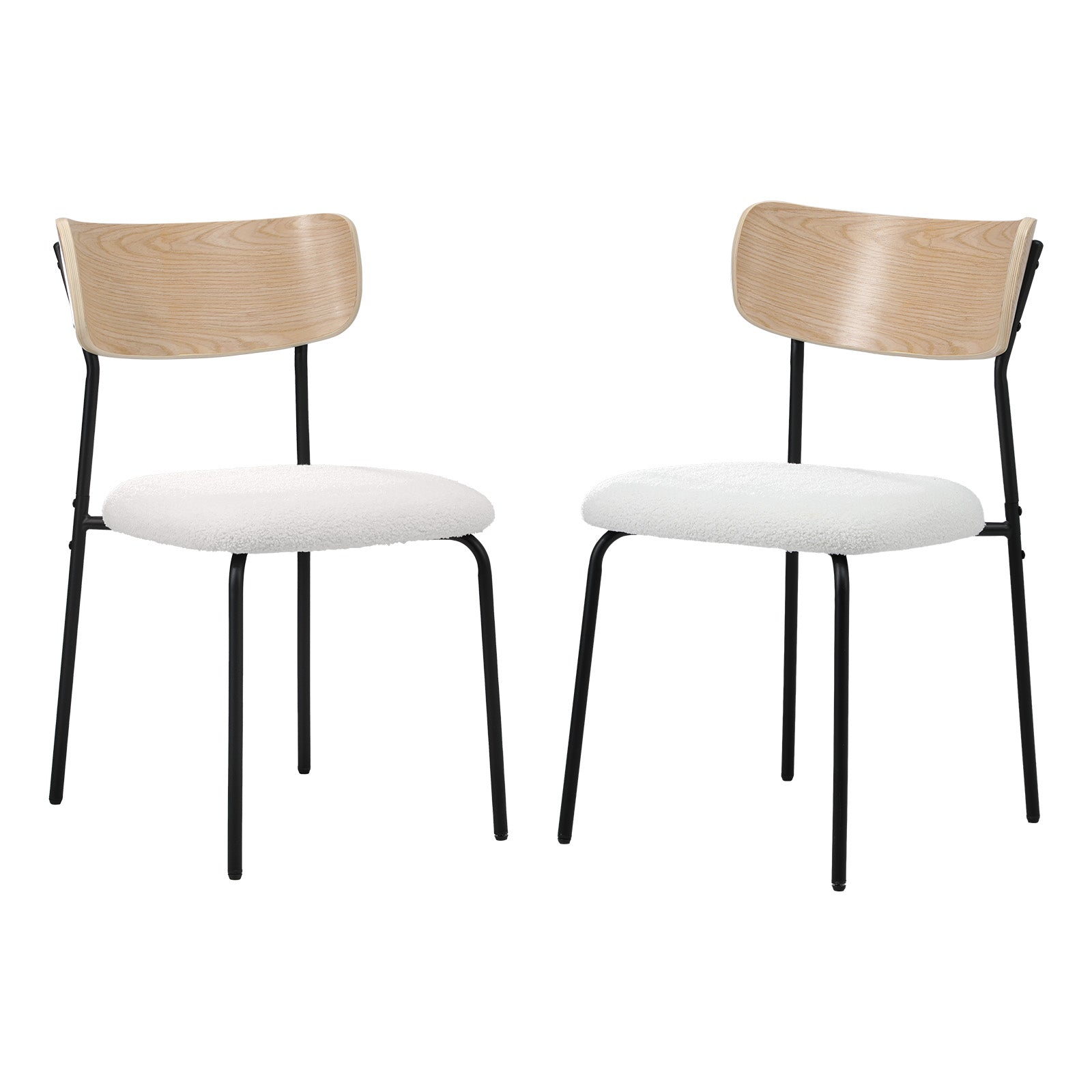 Oikiture 2PCS Dining Chairs Kitchen Chair Padded Lounge Seat Sherpa White - Sunyee