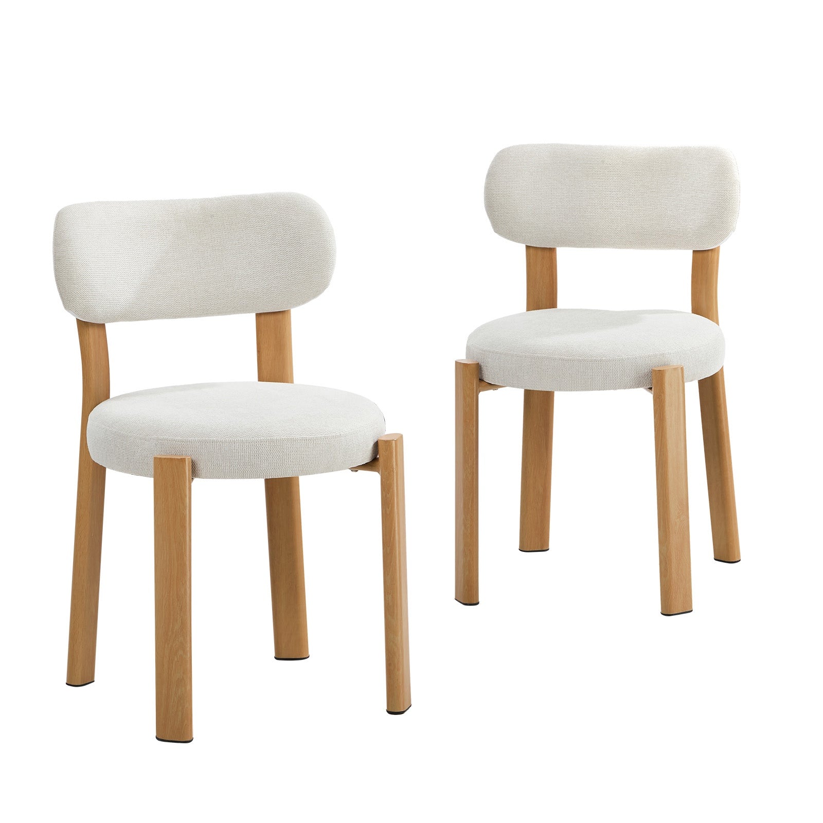 Oikiture 2x Dining Chair Upholstery Chairs Timber-Look Frame Natural&Beige