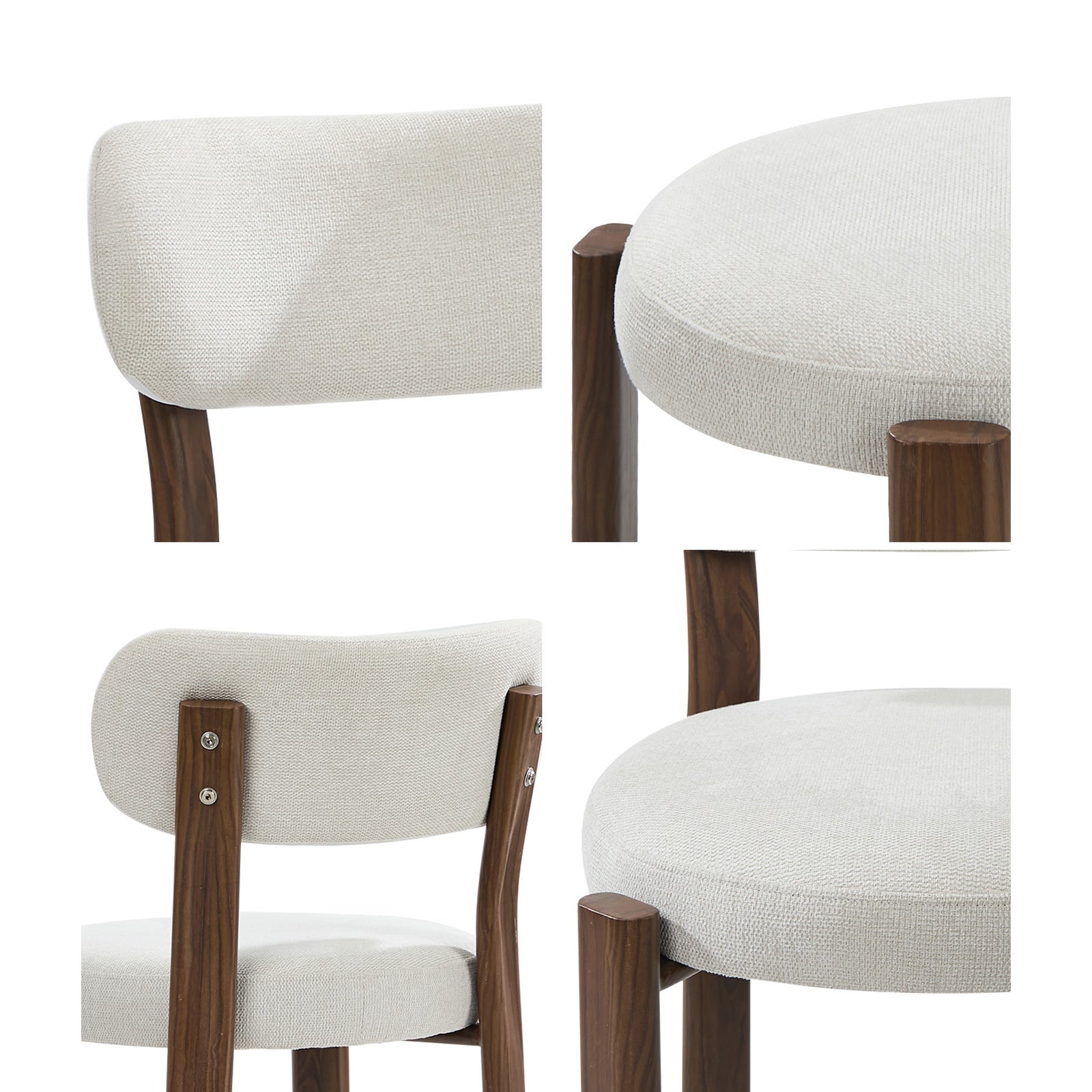 Oikiture 2x Dining Chair Upholstery Chairs Timber-Look Frame Walunt&Beige