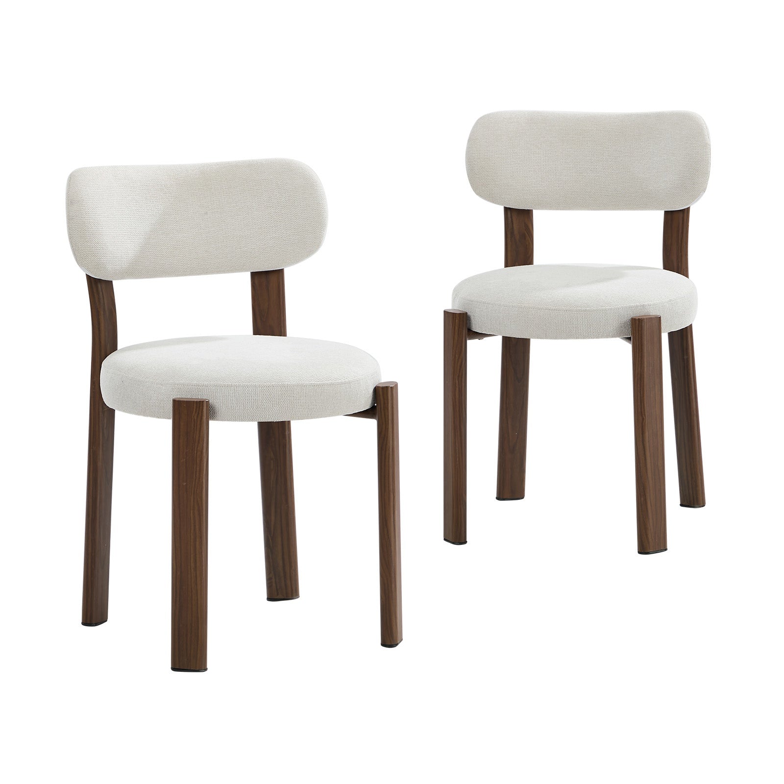 Oikiture 2x Dining Chair Upholstery Chairs Timber-Look Frame Walunt&Beige