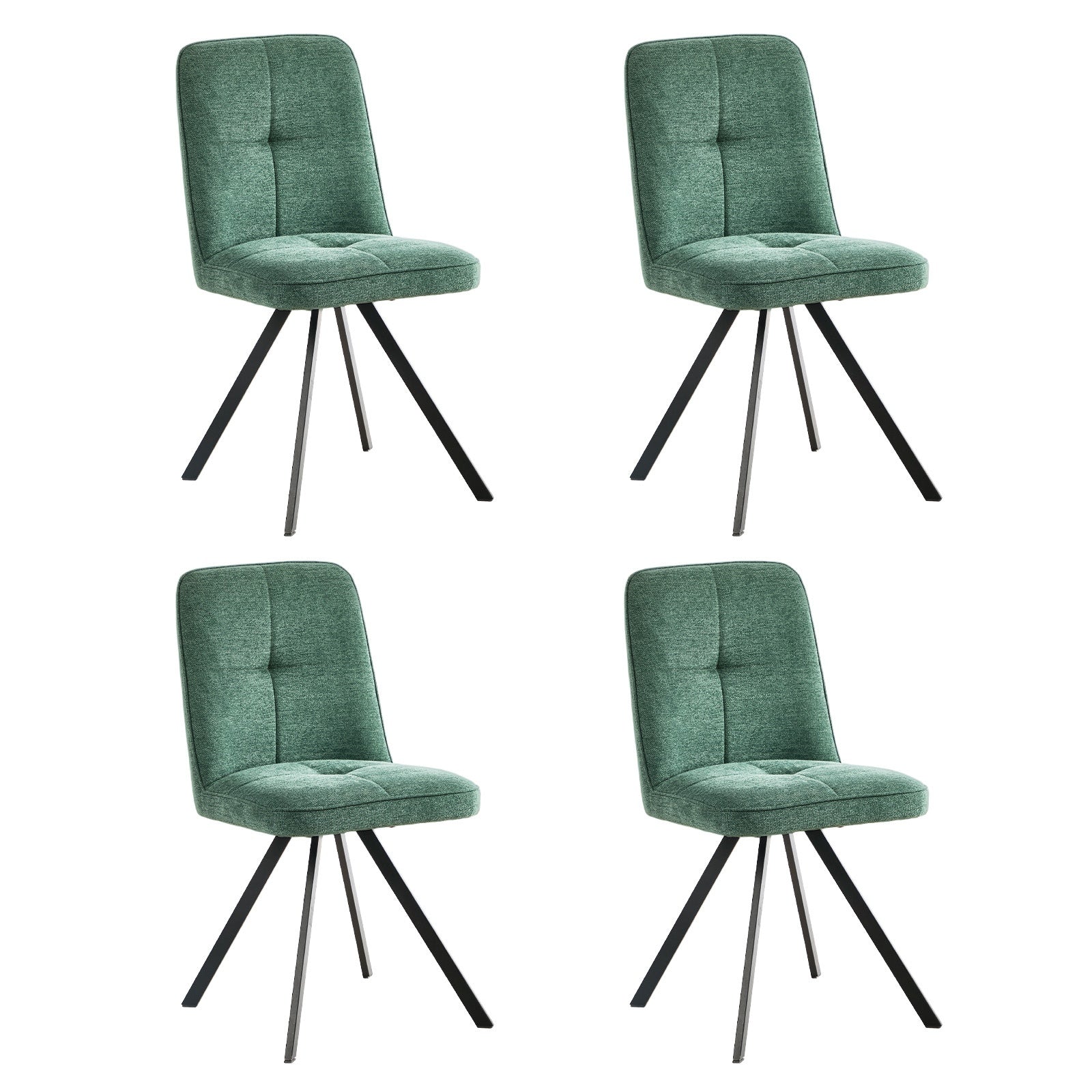 Oikiture 4x Dining Chair Kitchen Seat Linen Fabric Accent Chair Green - Sunyee