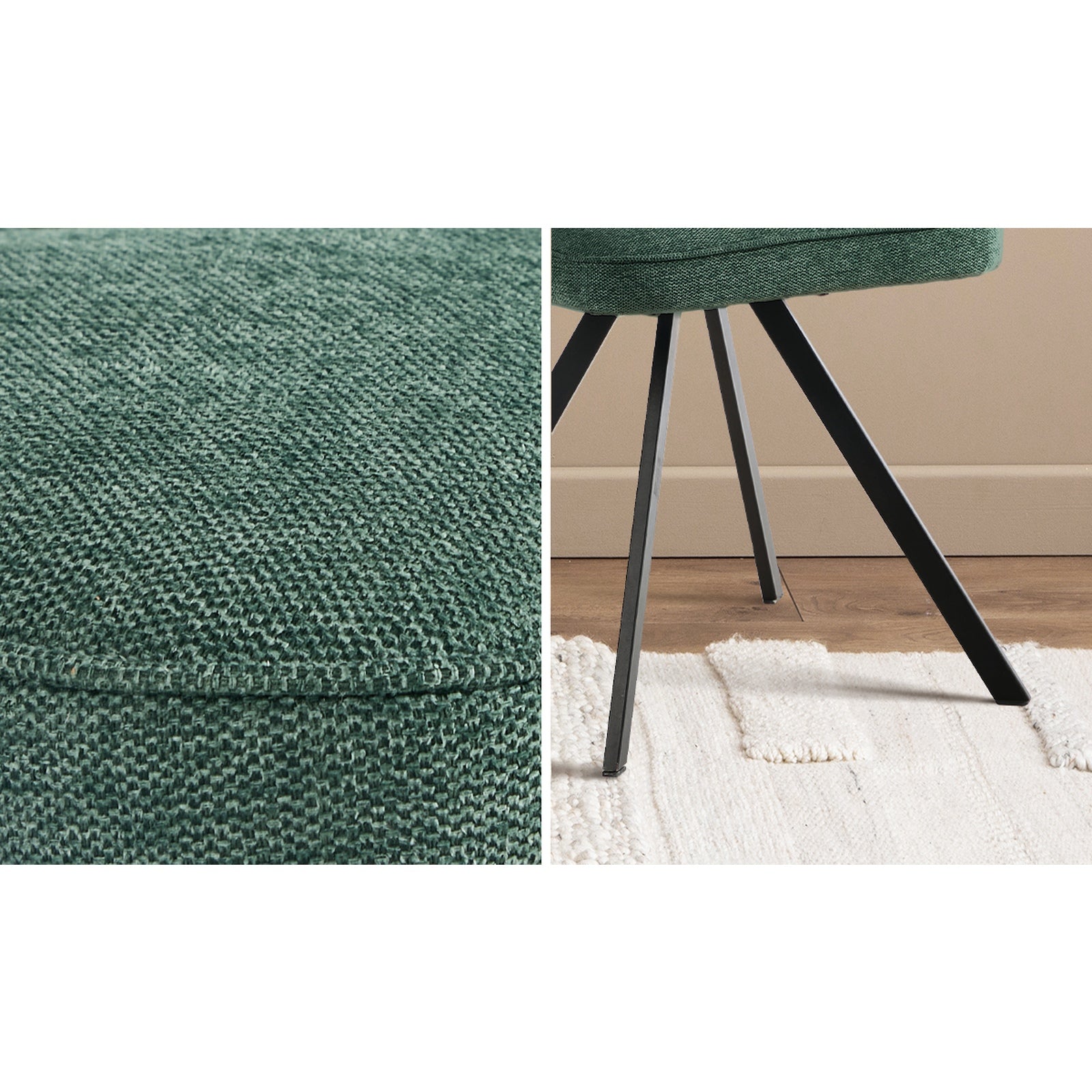 Oikiture 6x Dining Chair Kitchen Seat Linen Fabric Accent Chair Green