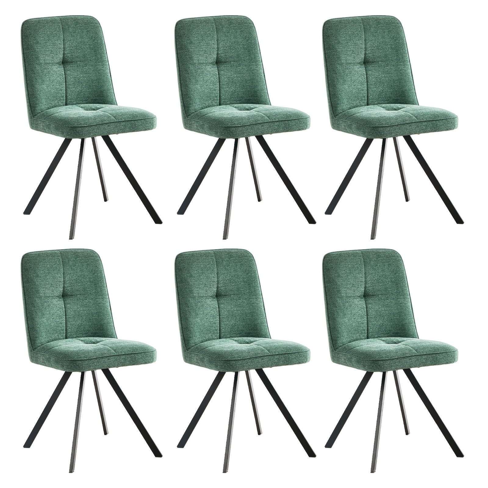 Oikiture 6x Dining Chair Kitchen Seat Linen Fabric Accent Chair Green
