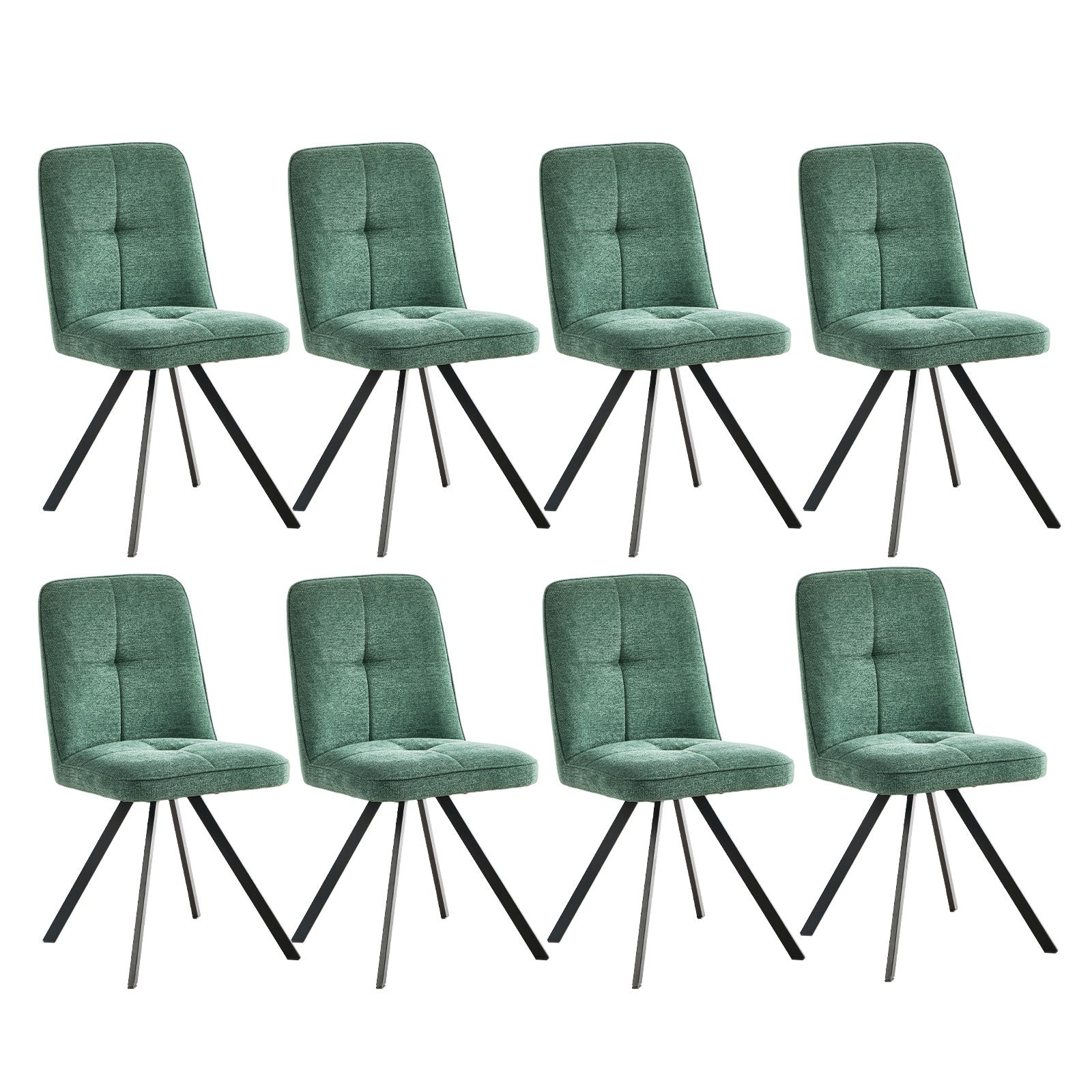 Oikiture 8x Dining Chair Kitchen Seat Linen Fabric Accent Chair Green - Sunyee