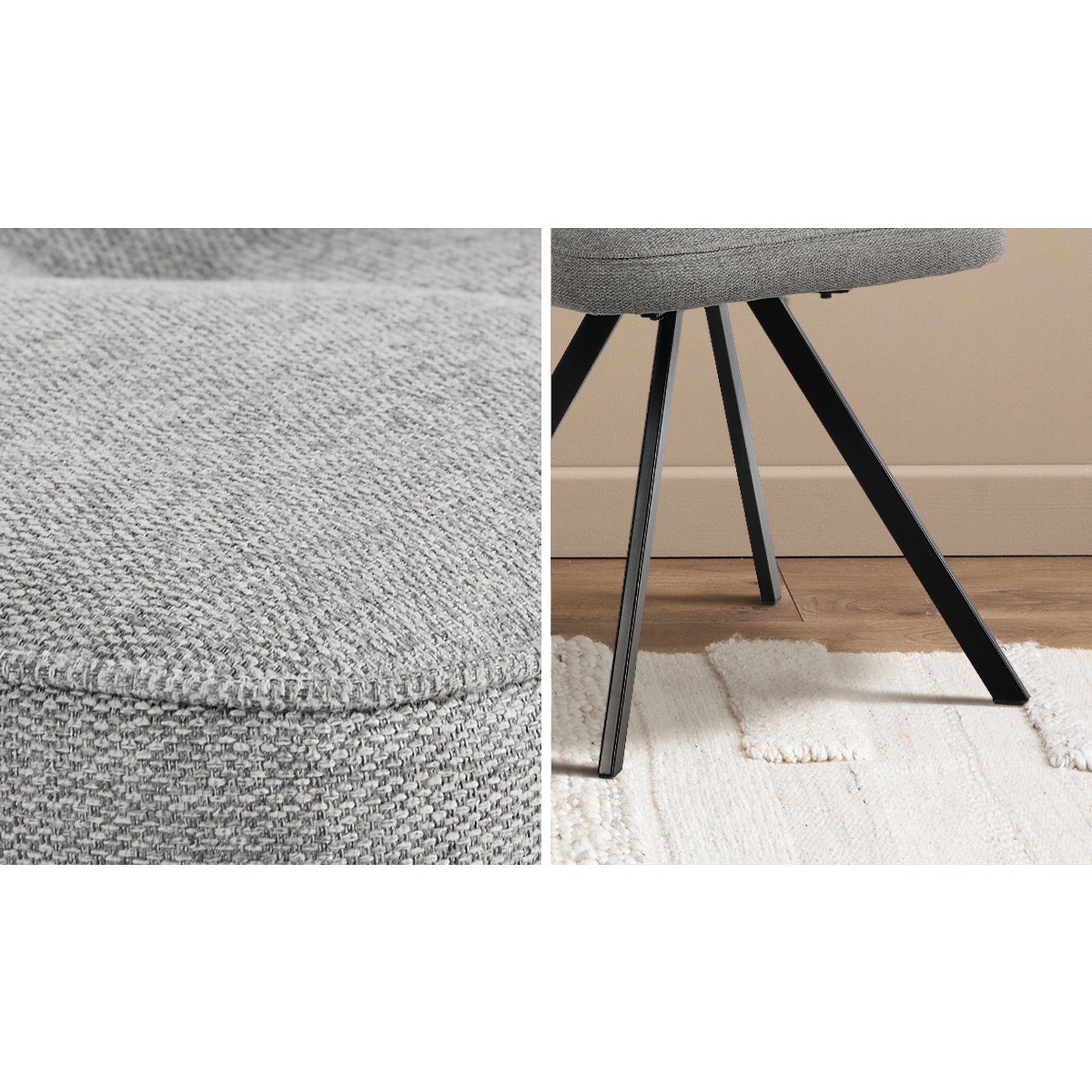 Oikiture 2x Dining Chair Kitchen Seat Linen Fabric Accent Chair Grey - Sunyee