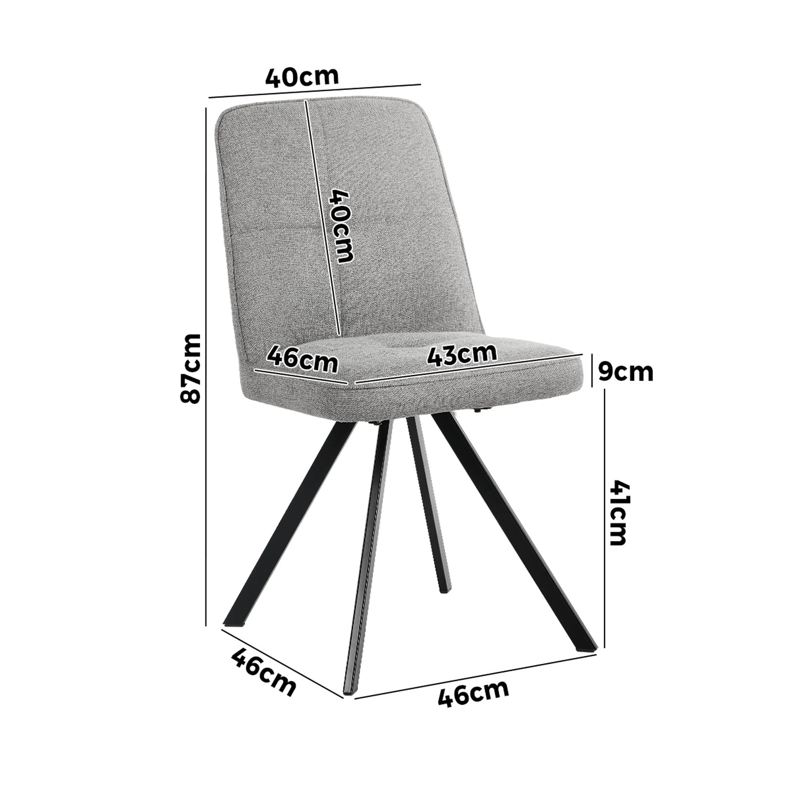 Oikiture 2x Dining Chair Kitchen Seat Linen Fabric Accent Chair Grey - Sunyee