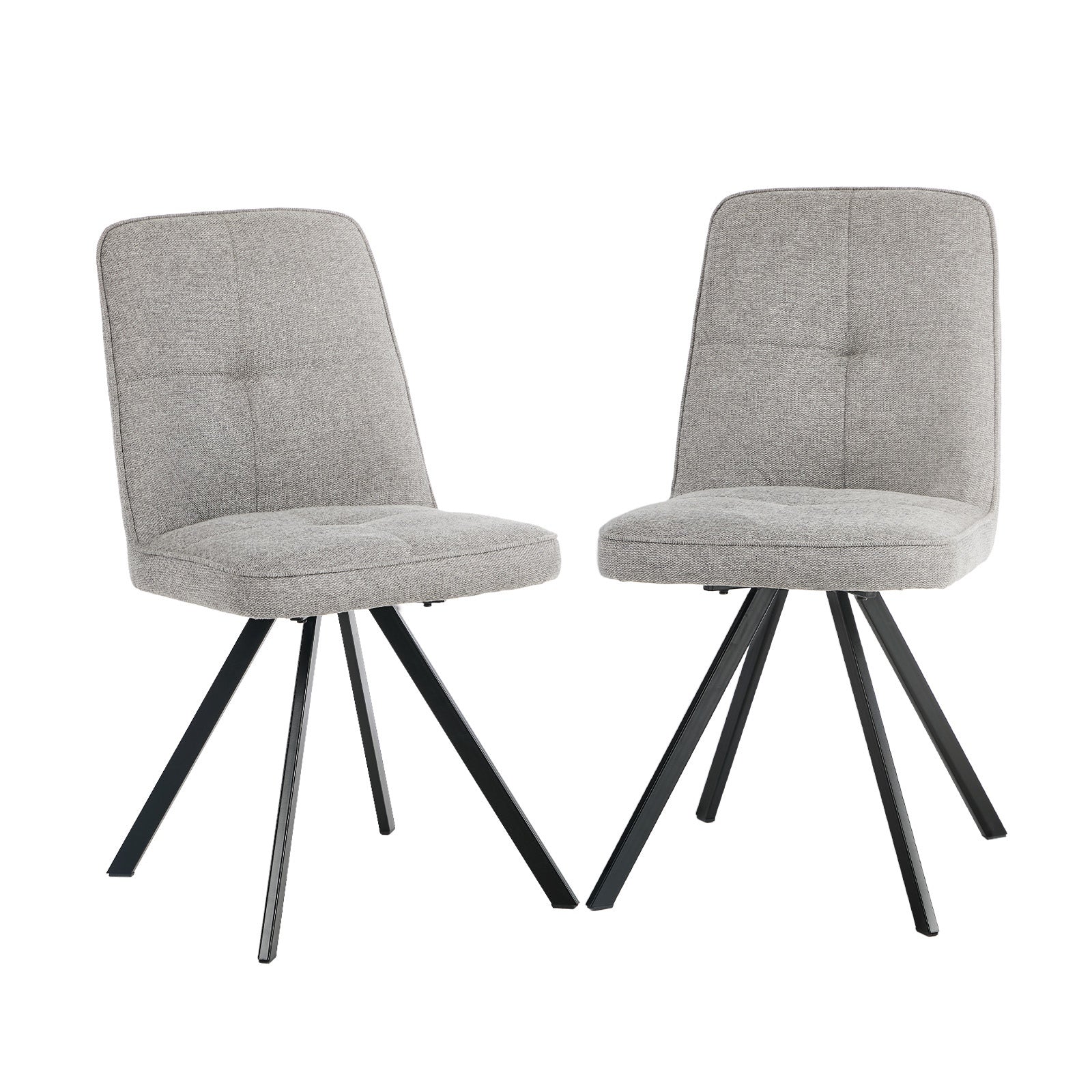 Oikiture 2x Dining Chair Kitchen Seat Linen Fabric Accent Chair Grey - Sunyee