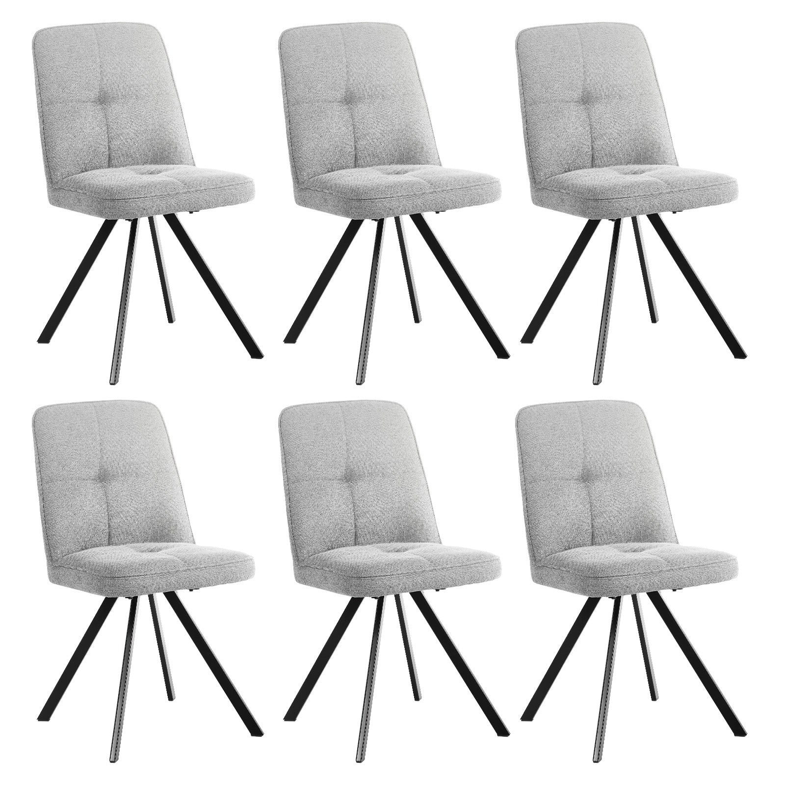 Oikiture 6x Dining Chair Kitchen Seat Linen Fabric Accent Chair Grey - Sunyee