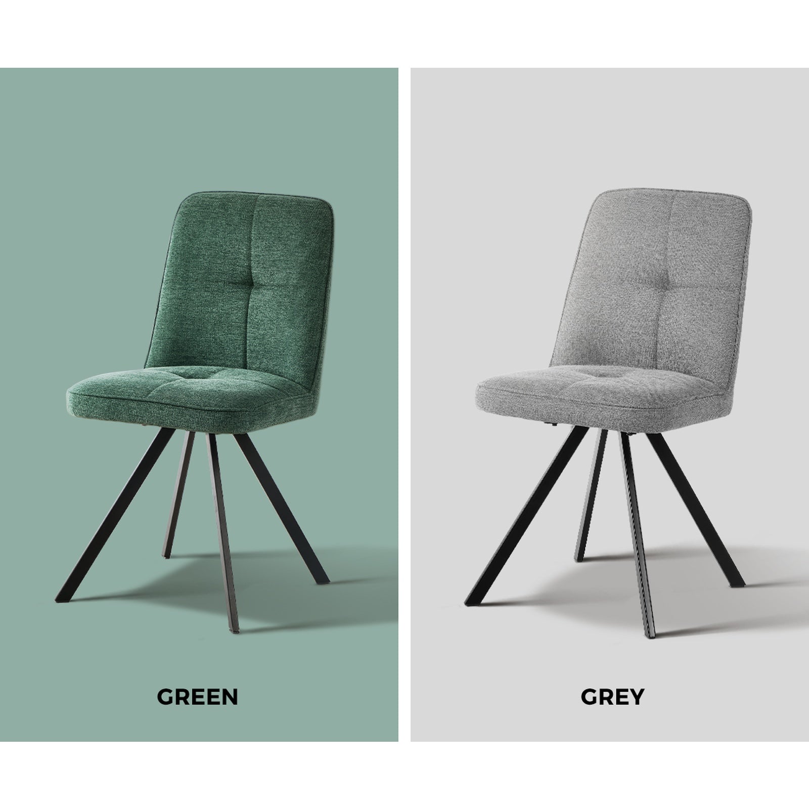 Oikiture 2x Dining Chair Kitchen Seat Linen Fabric Accent Chair