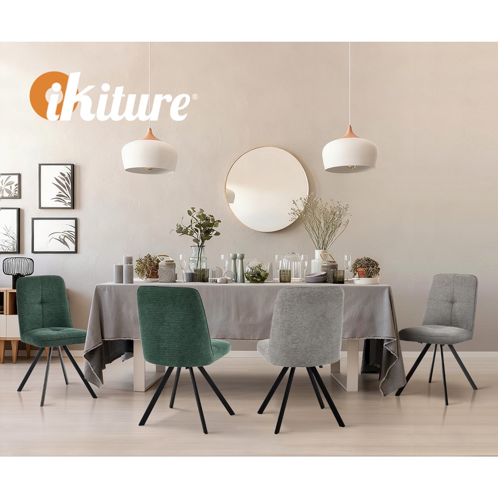 Oikiture 2x Dining Chair Kitchen Seat Linen Fabric Accent Chair