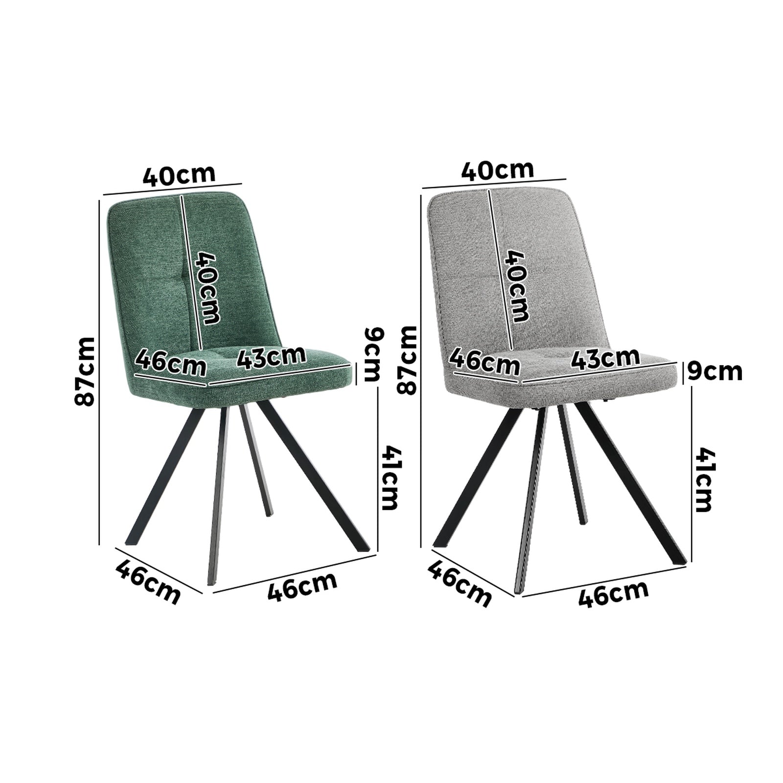 Oikiture 2x Dining Chair Kitchen Seat Linen Fabric Accent Chair