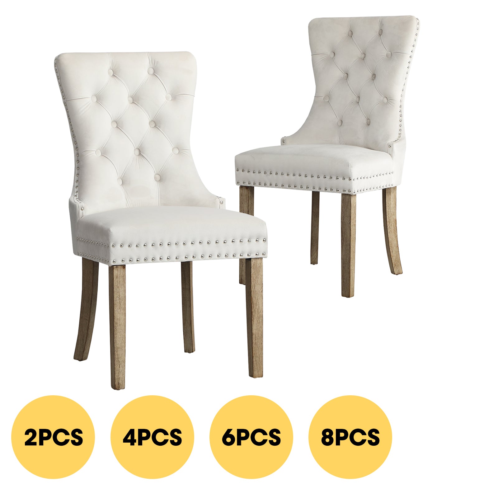 Oikiture Velvet Dining Chairs Upholstered French Provincial Tufted Kitchen - Sunyee