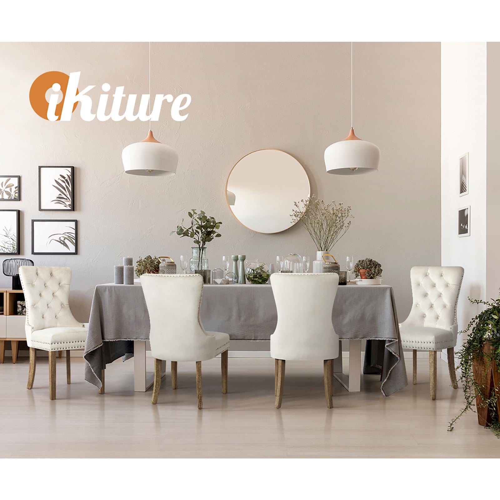 Oikiture 2x Velvet Dining Chairs Upholstered French Provincial Tufted Kitchen - Sunyee