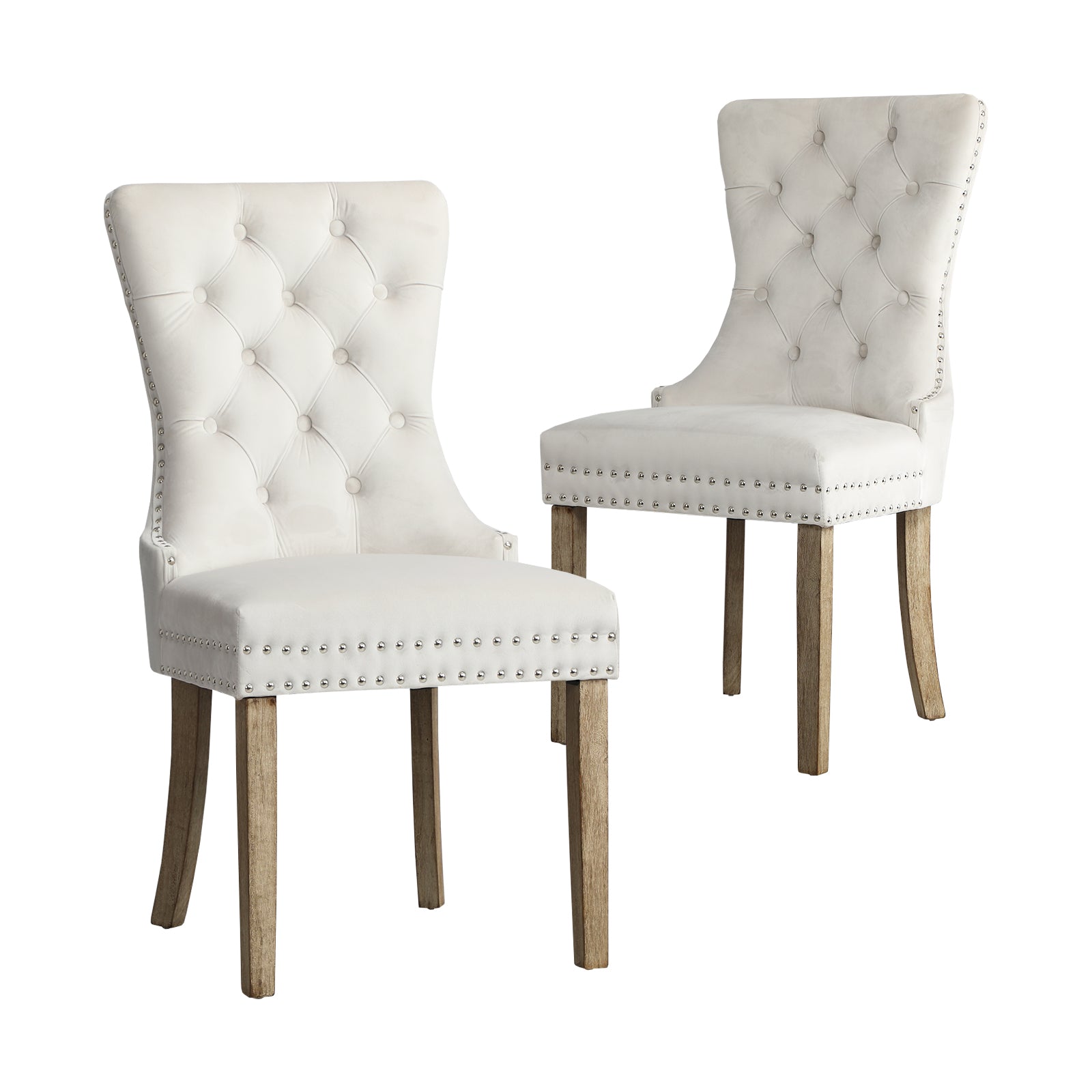 Oikiture 2x Velvet/PU Leather Dining Chairs Upholstered French Provincial Tufted - Sunyee