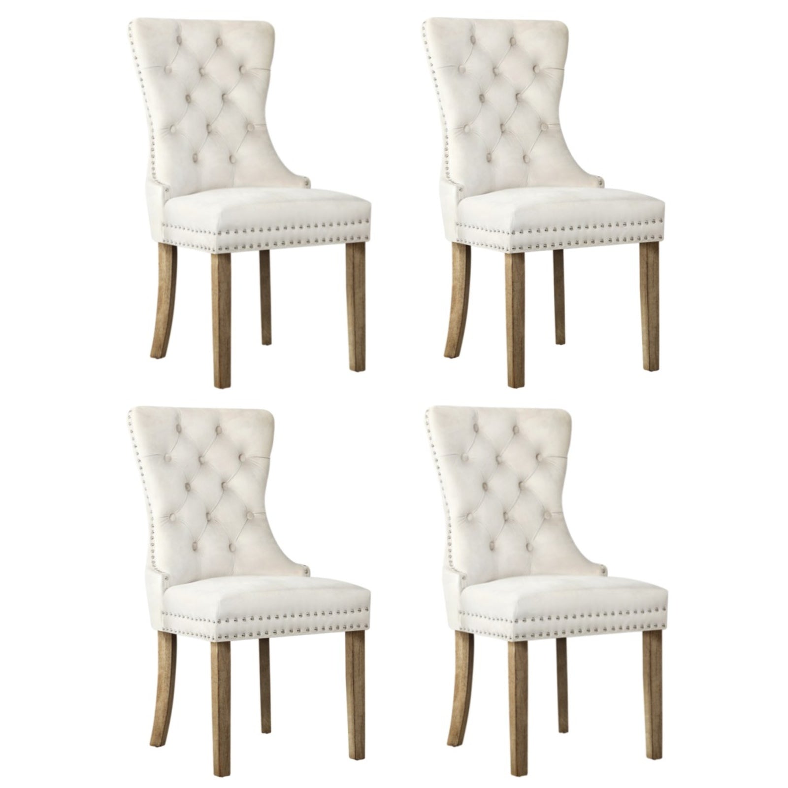 Oikiture Velvet Dining Chairs Upholstered French Provincial Tufted Kitchen - Sunyee