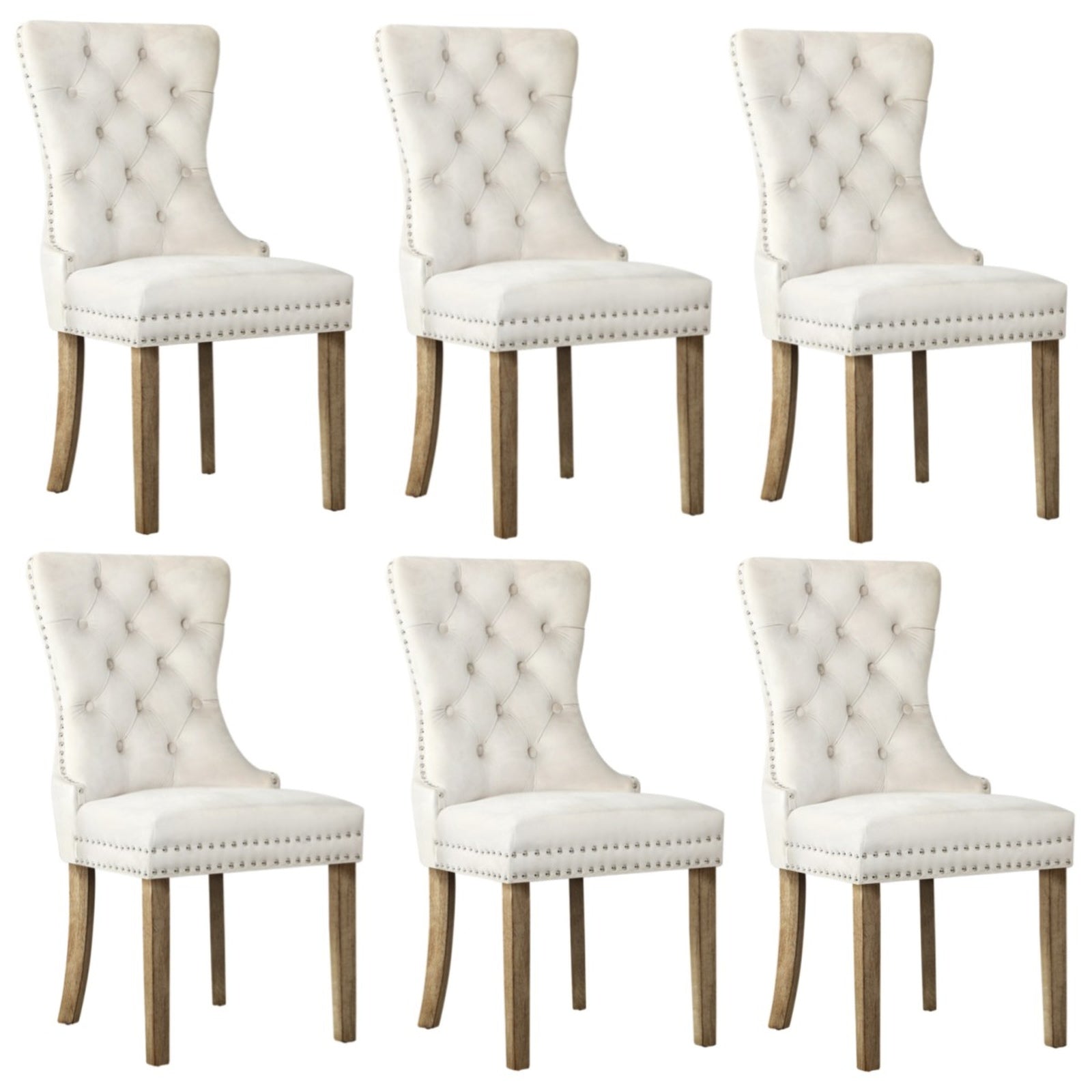 Oikiture Velvet Dining Chairs Upholstered French Provincial Tufted Kitchen - Sunyee