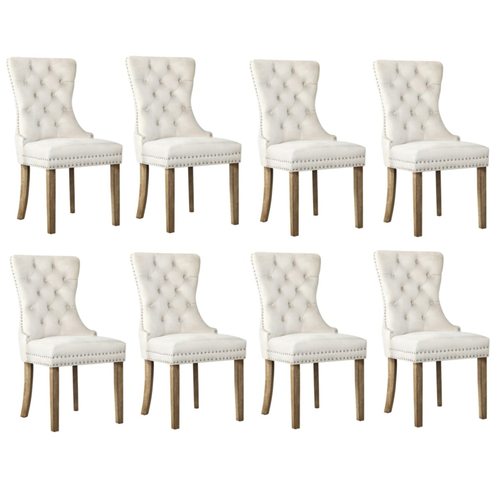 Oikiture Velvet Dining Chairs Upholstered French Provincial Tufted Kitchen - Sunyee