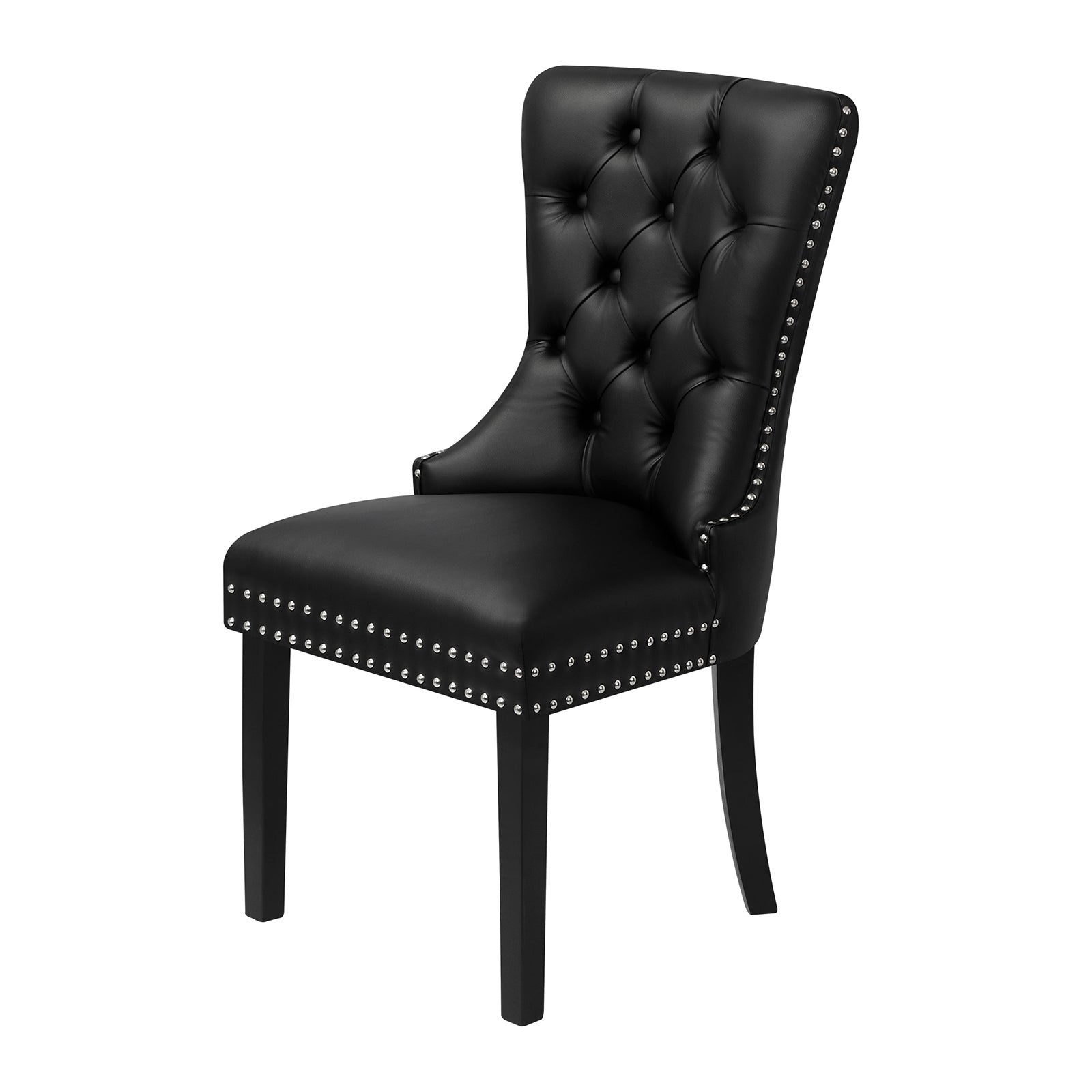 Oikiture 2x Dining Chairs Upholstered French Provincial Tufted PU Leather Black - Sunyee