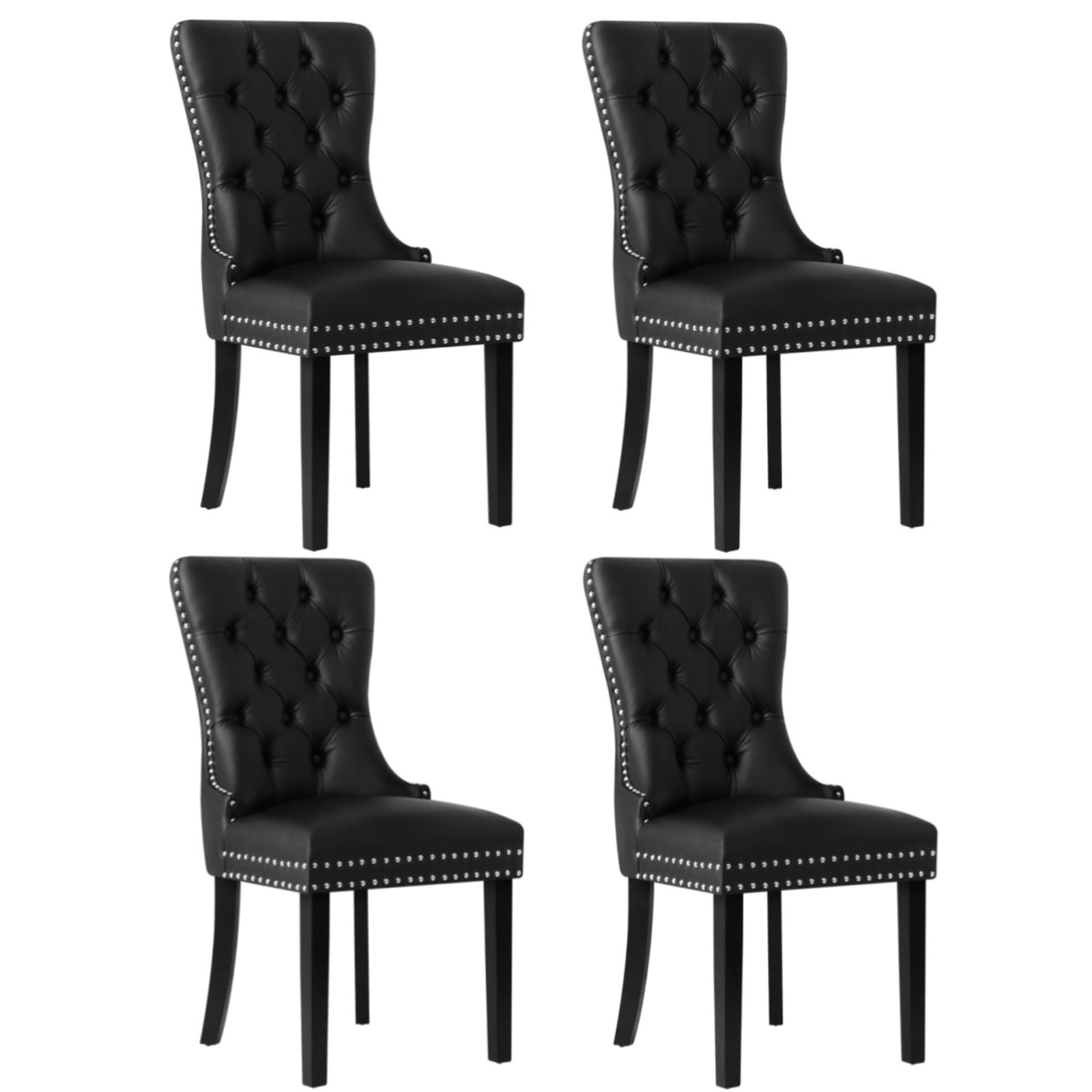 Oikiture Dining Chairs Upholstered French Provincial Tufted PU Leather Black - Sunyee
