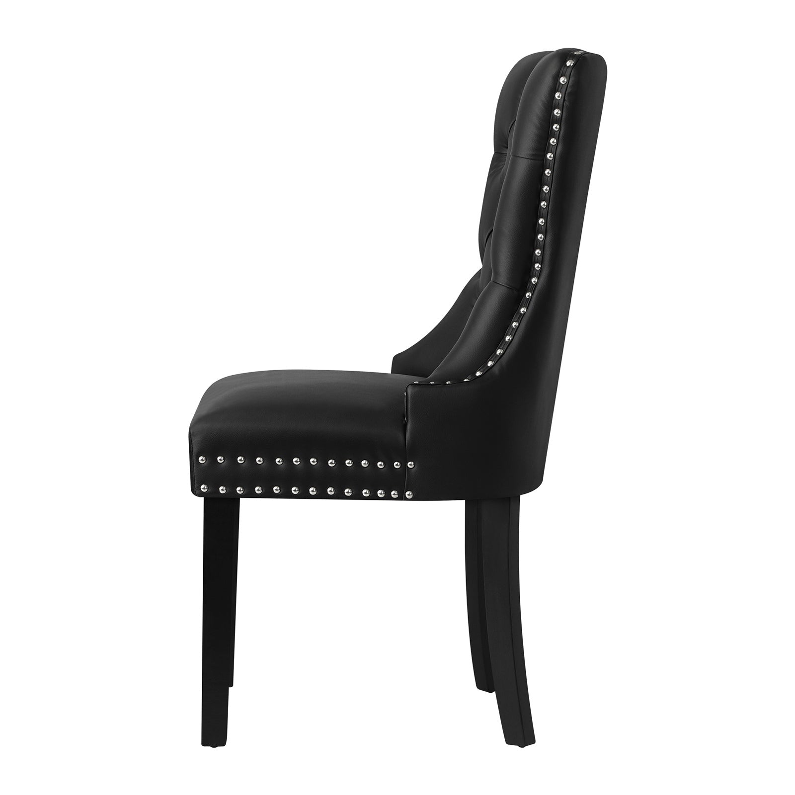 Oikiture 4x Dining Chairs Upholstered French Provincial Tufted PU Leather Black - Sunyee