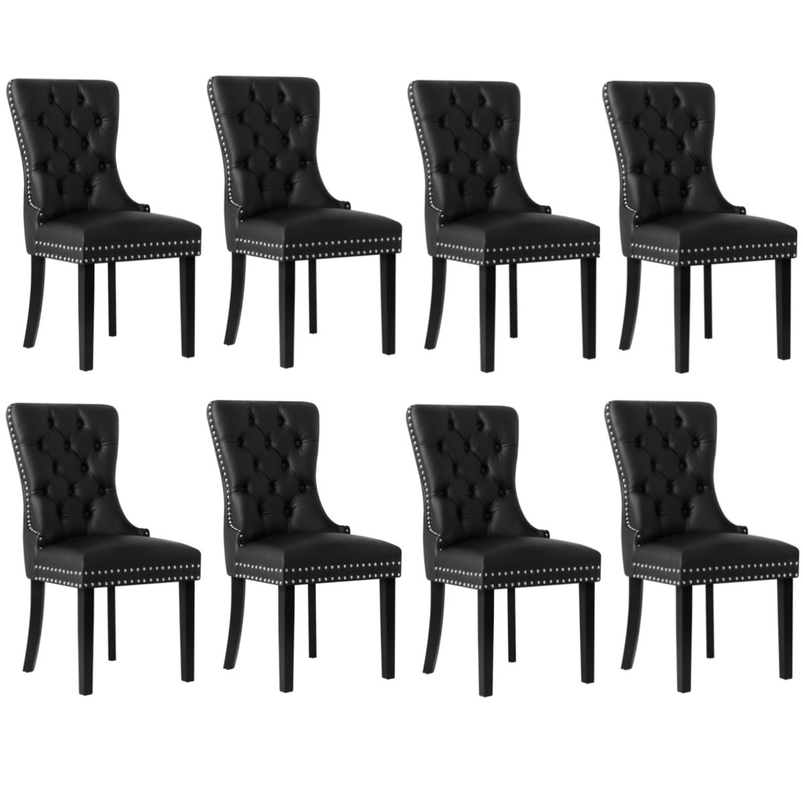 Oikiture Dining Chairs Upholstered French Provincial Tufted PU Leather Black - Sunyee