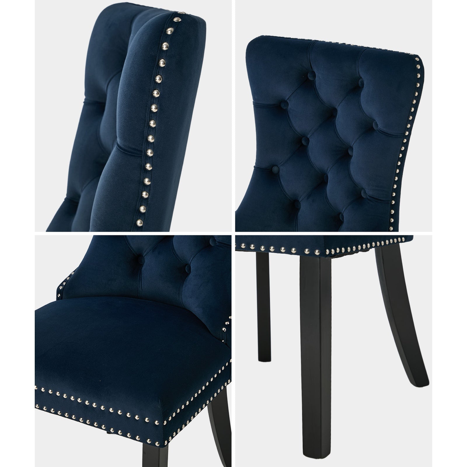 Oikiture 2x Velvet Dining Chairs Upholstered French Provincial Tufted Blue - Sunyee