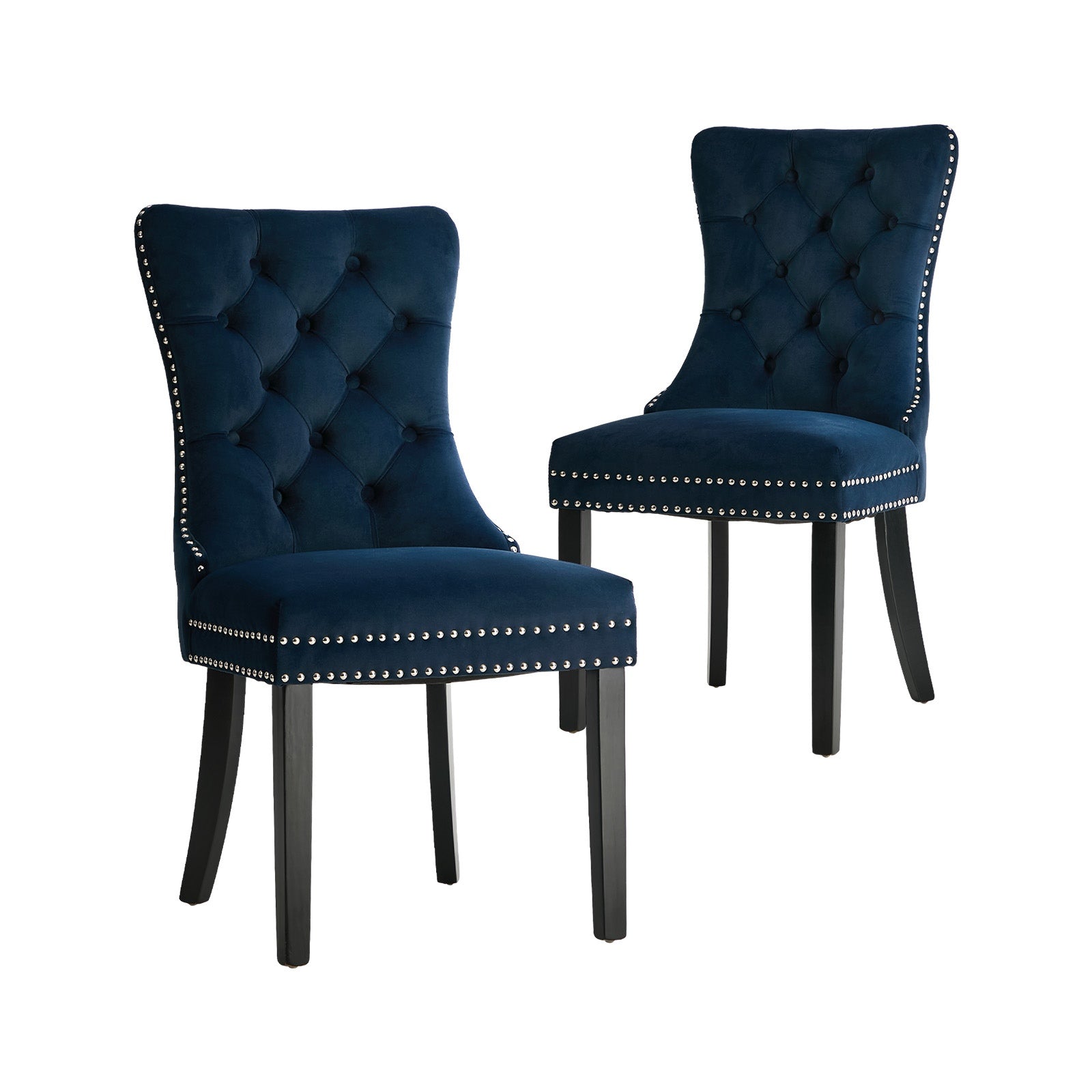 Oikiture 2x Velvet Dining Chairs Upholstered French Provincial Tufted Blue - Sunyee