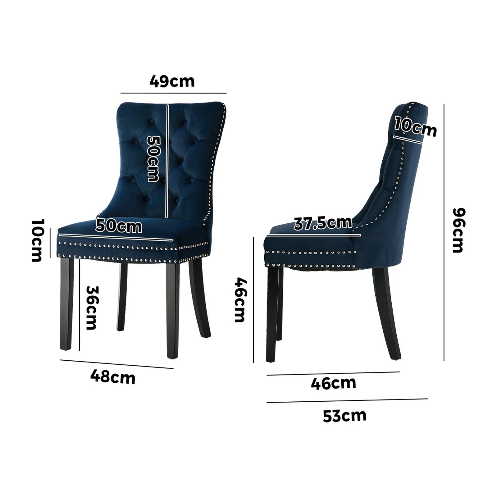 Oikiture 6x Velvet Dining Chairs Upholstered French Provincial Tufted Blue - Sunyee