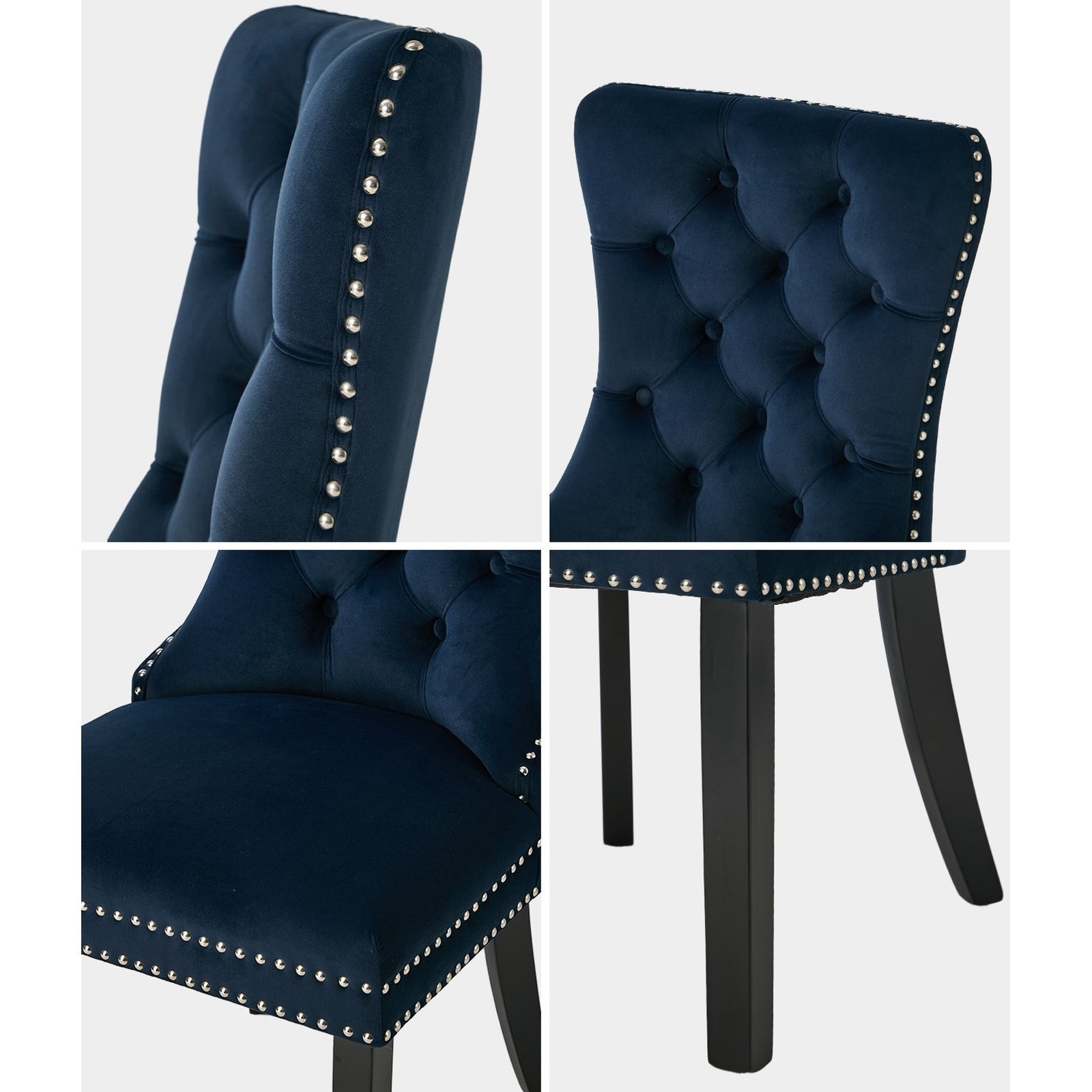 Oikiture 8x Velvet Dining Chairs Upholstered French Provincial Tufted Blue - Sunyee