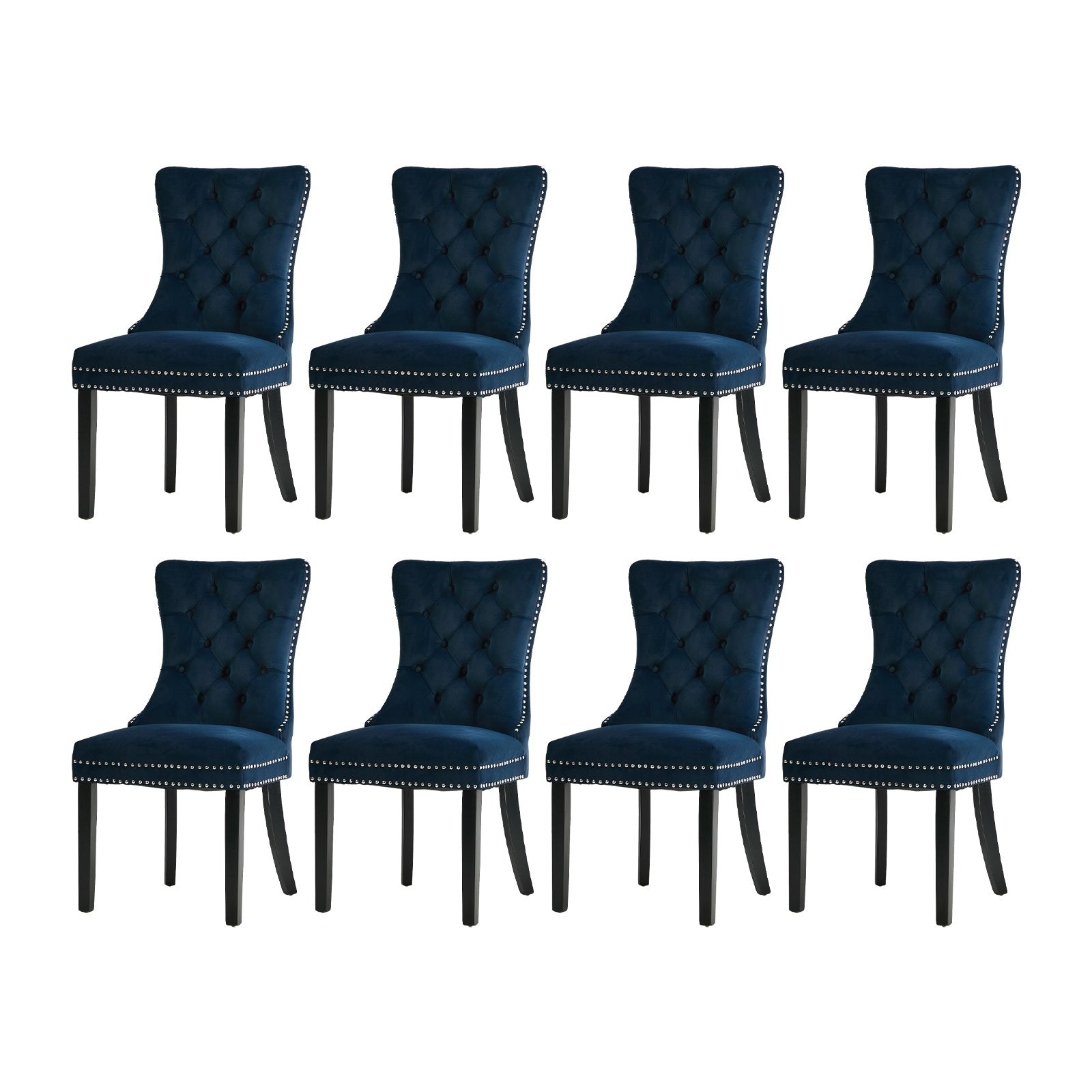 Oikiture 8x Velvet Dining Chairs Upholstered French Provincial Tufted Blue - Sunyee