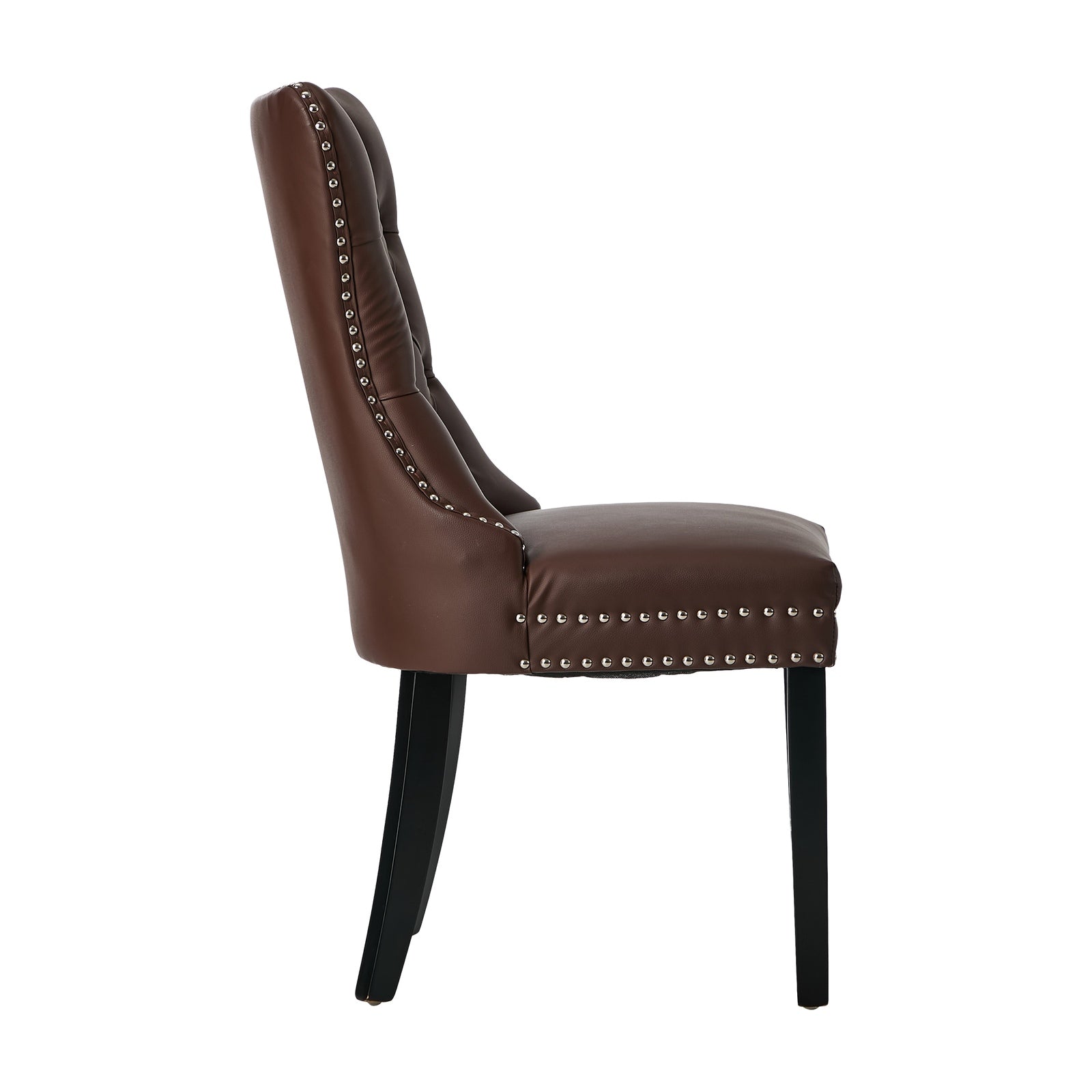 Oikiture 2x Dining Chairs Upholstered French Provincial Tufted PU Leather Brown - Sunyee