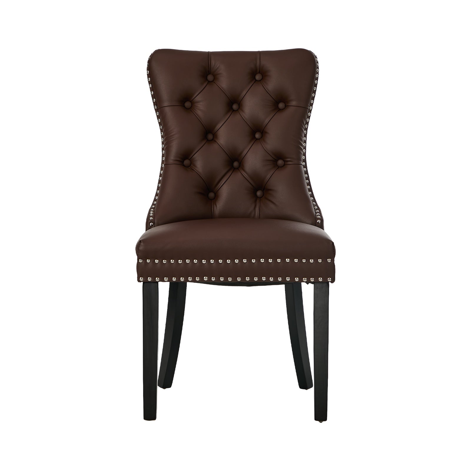 Oikiture 4x Dining Chairs Upholstered French Provincial Tufted PU Leather Brown - Sunyee