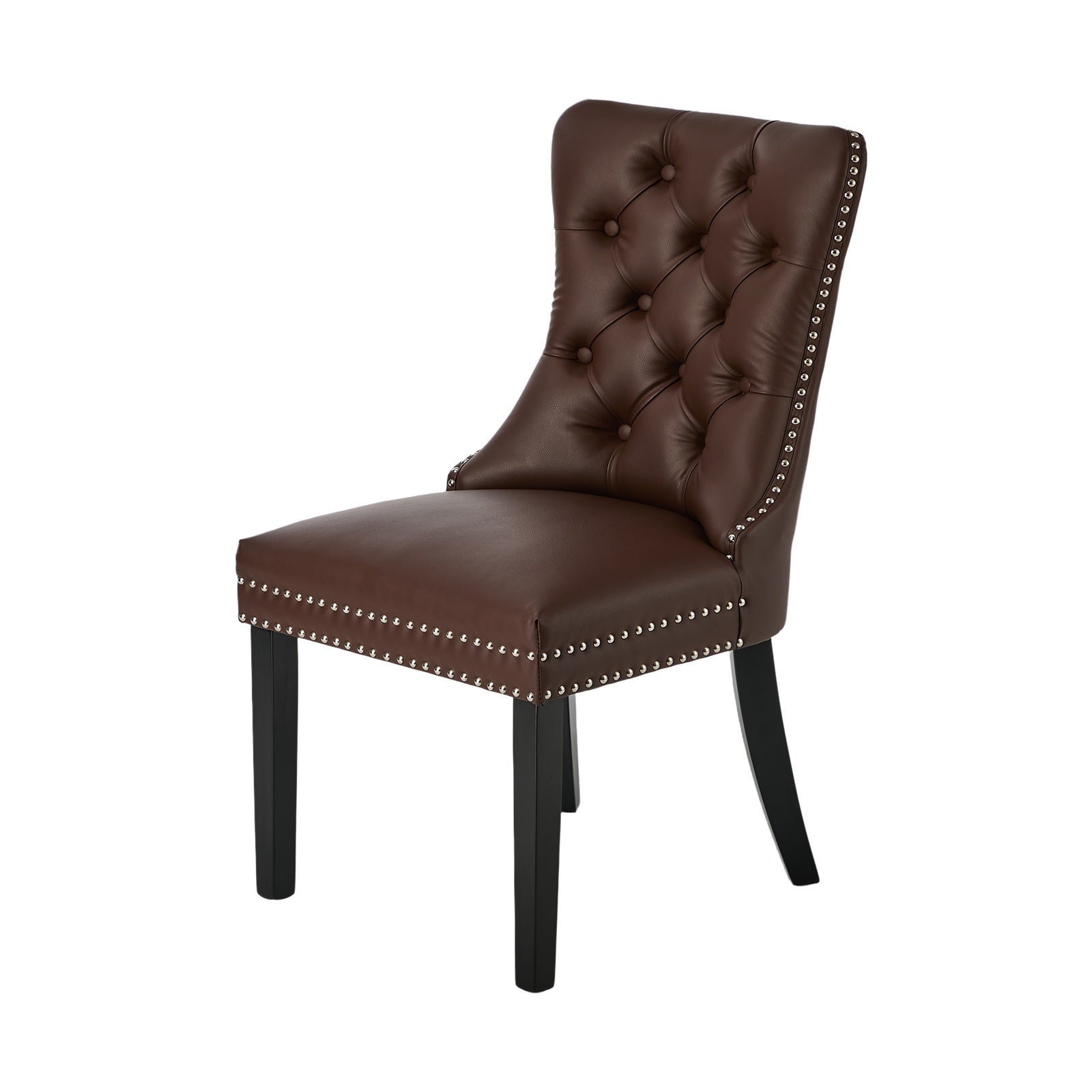 Oikiture 4x Dining Chairs Upholstered French Provincial Tufted PU Leather Brown - Sunyee