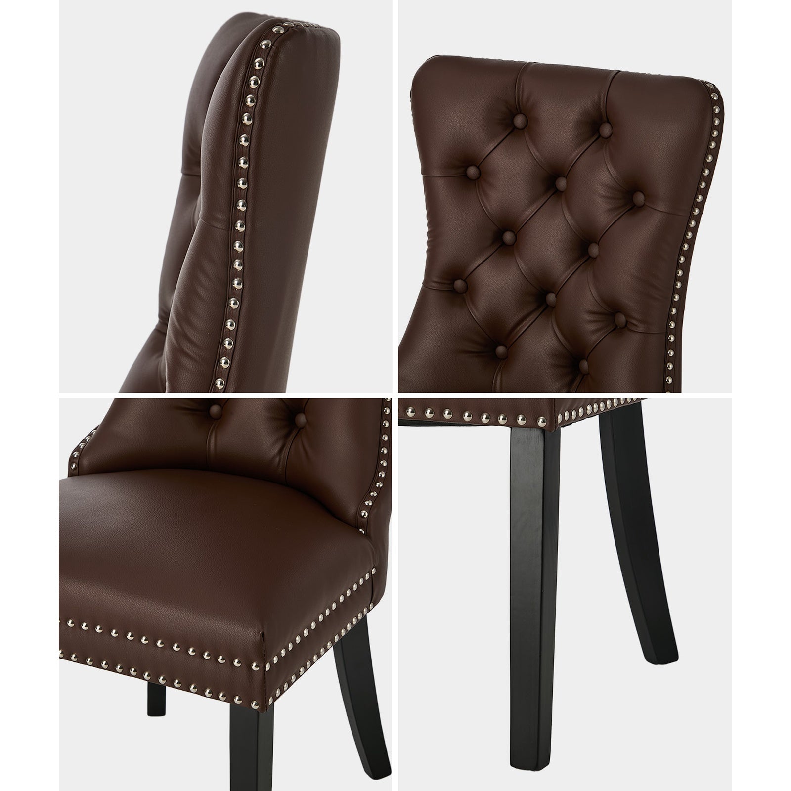 Oikiture 6x Dining Chairs Upholstered French Provincial Tufted PU Leather Brown - Sunyee