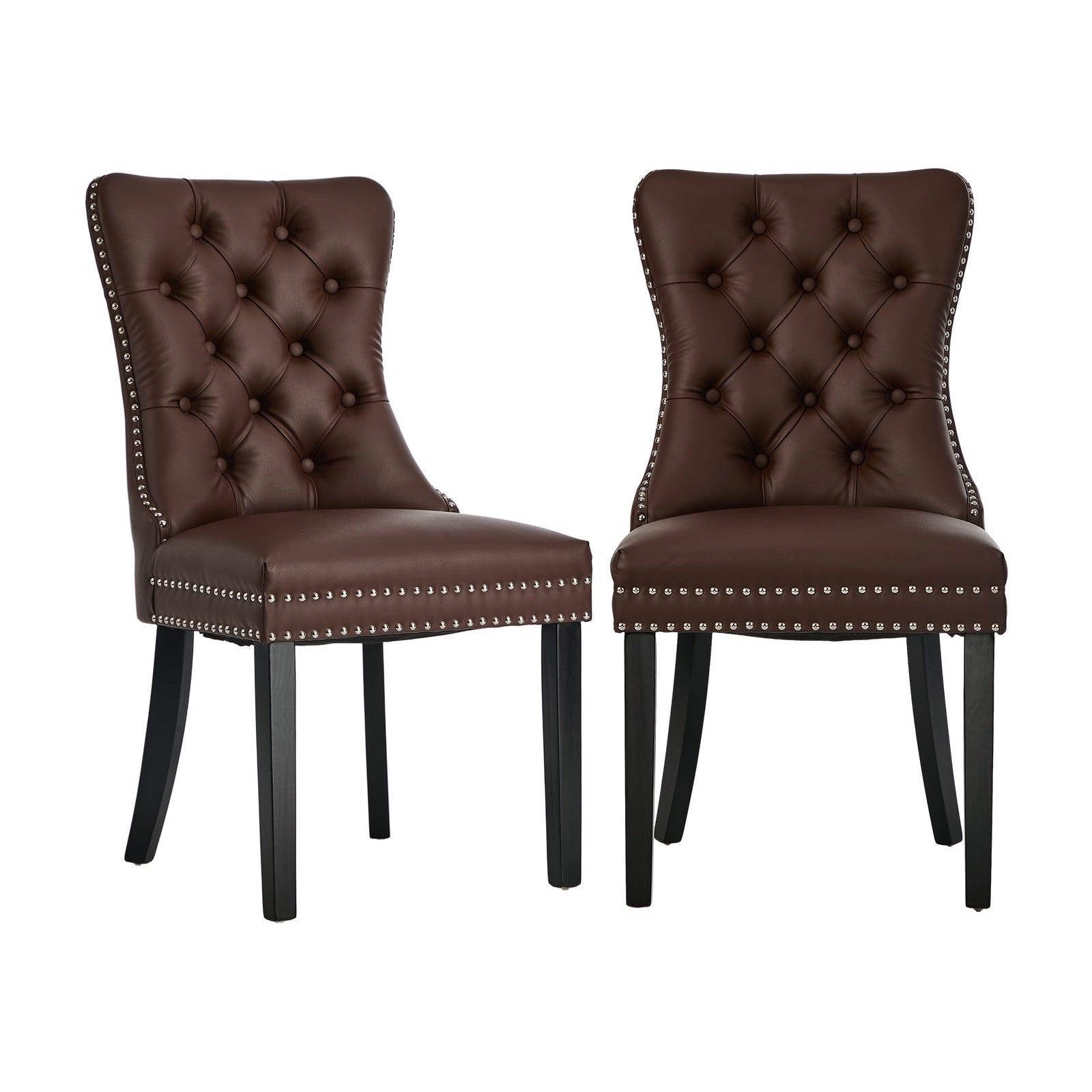 Oikiture 6x Dining Chairs Upholstered French Provincial Tufted PU Leather Brown - Sunyee