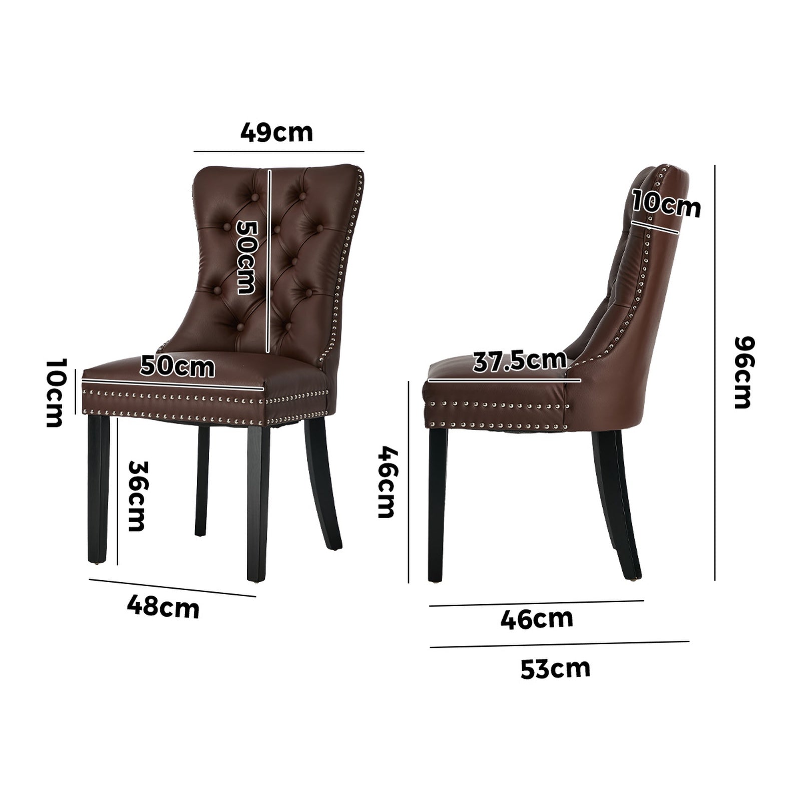 Oikiture 6x Dining Chairs Upholstered French Provincial Tufted PU Leather Brown - Sunyee