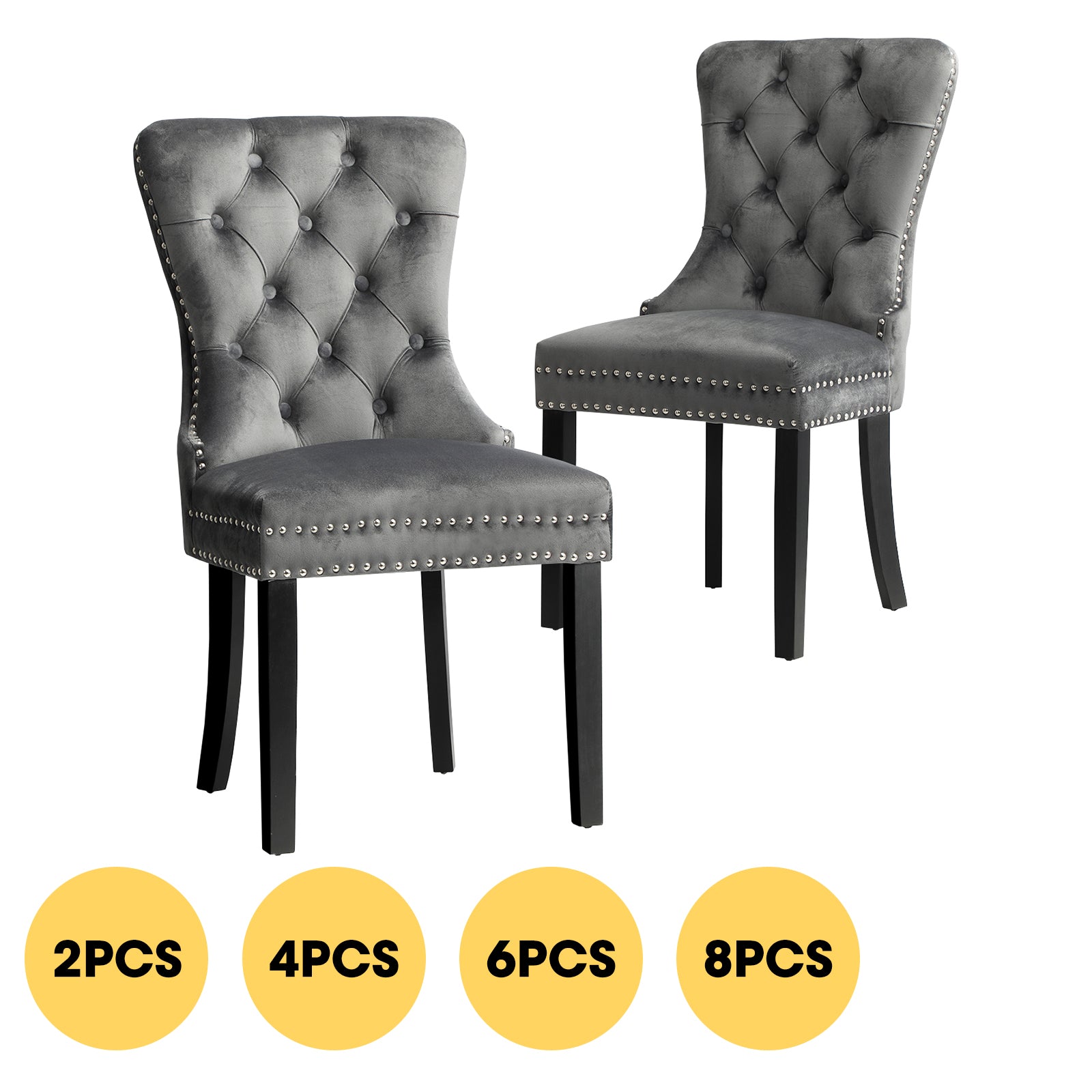 Oikiture Velvet Dining Chairs Upholstered French Provincial Tufted Grey - Sunyee