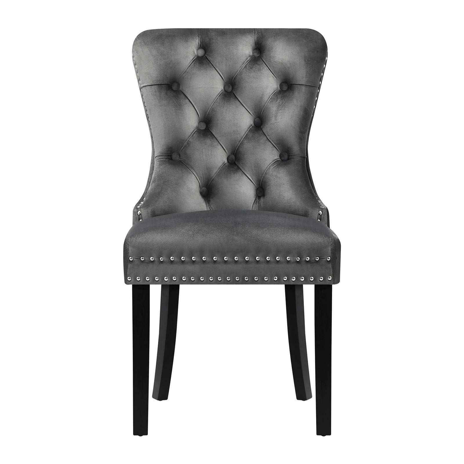 Oikiture Velvet Dining Chairs Upholstered French Provincial Tufted Grey - Sunyee
