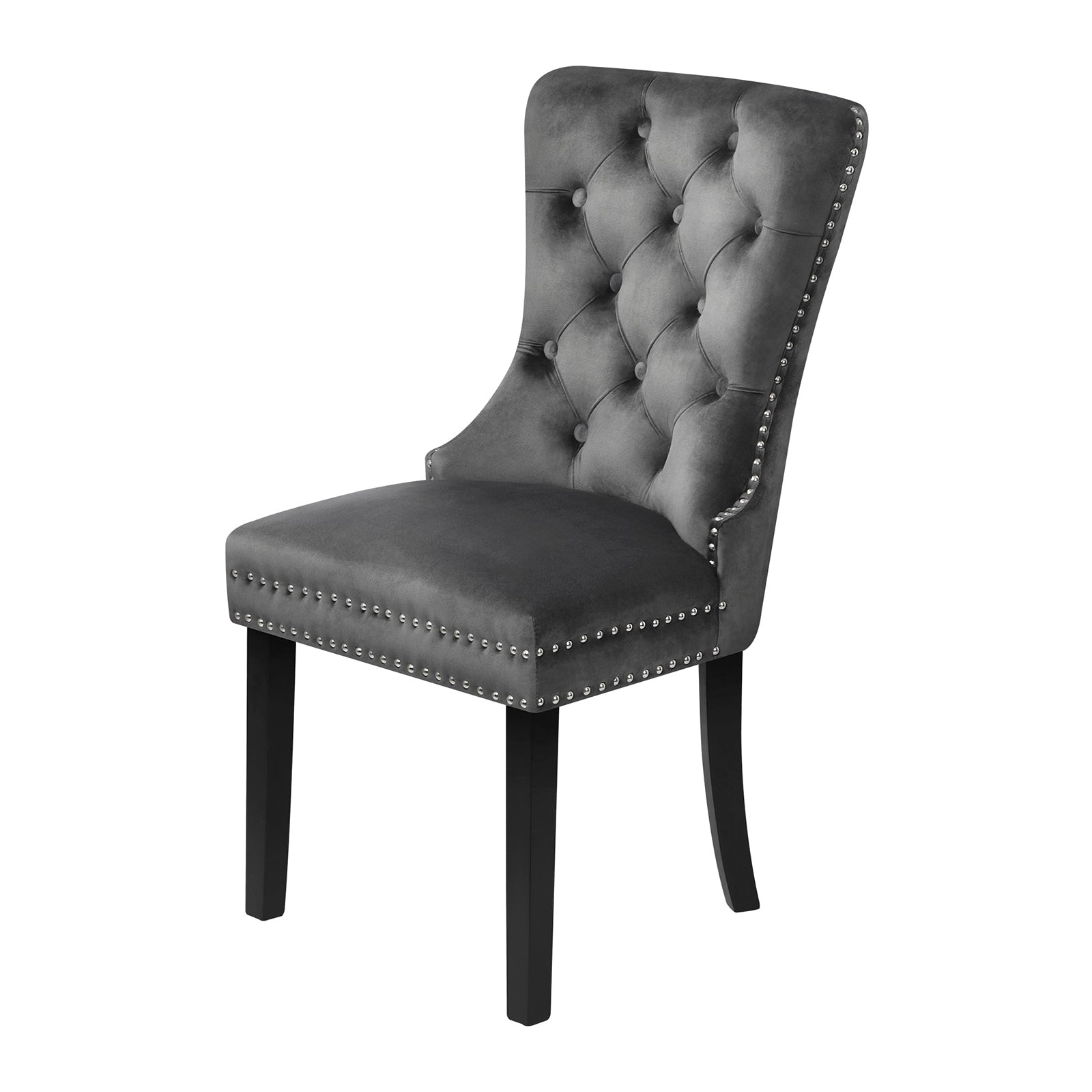 Oikiture Velvet Dining Chairs Upholstered French Provincial Tufted Grey - Sunyee