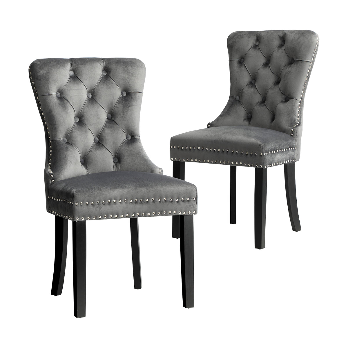 Oikiture 2x Dining Chairs Upholstered French Provincial Tufted Kitchen Cafe - Sunyee