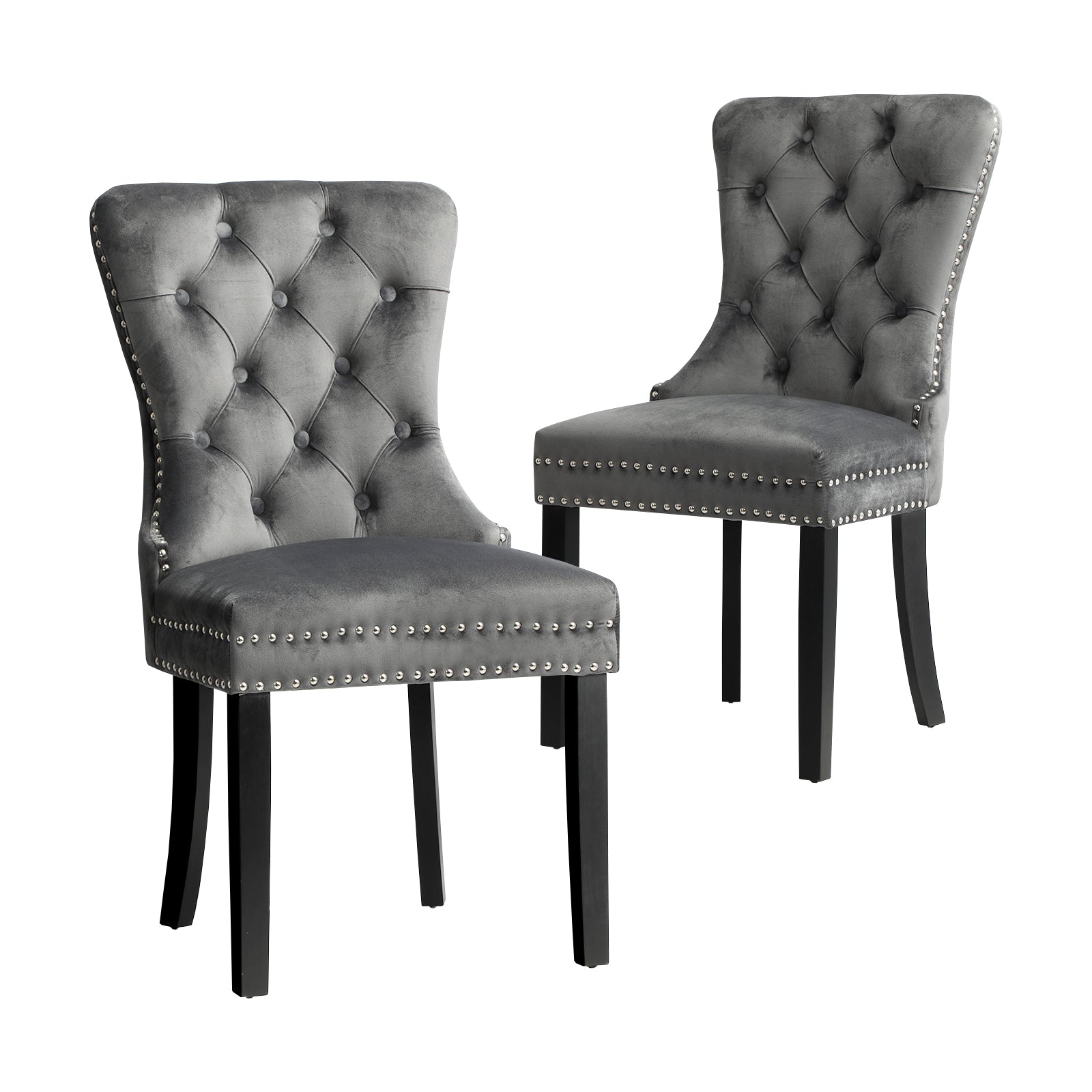 Oikiture Velvet Dining Chairs Upholstered French Provincial Tufted Grey - Sunyee