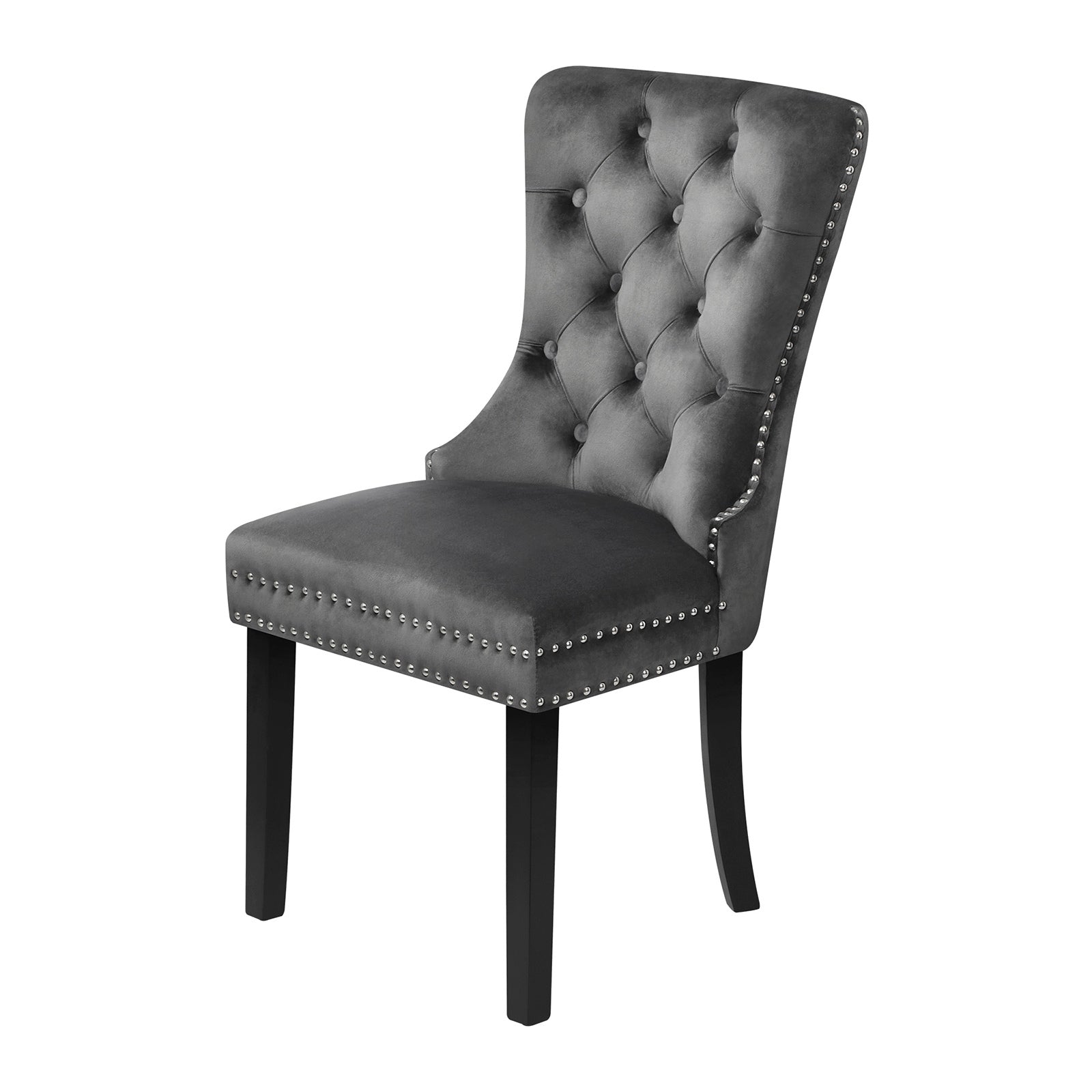 Oikiture 4x Velvet Dining Chairs Upholstered French Provincial Tufted Grey - Sunyee